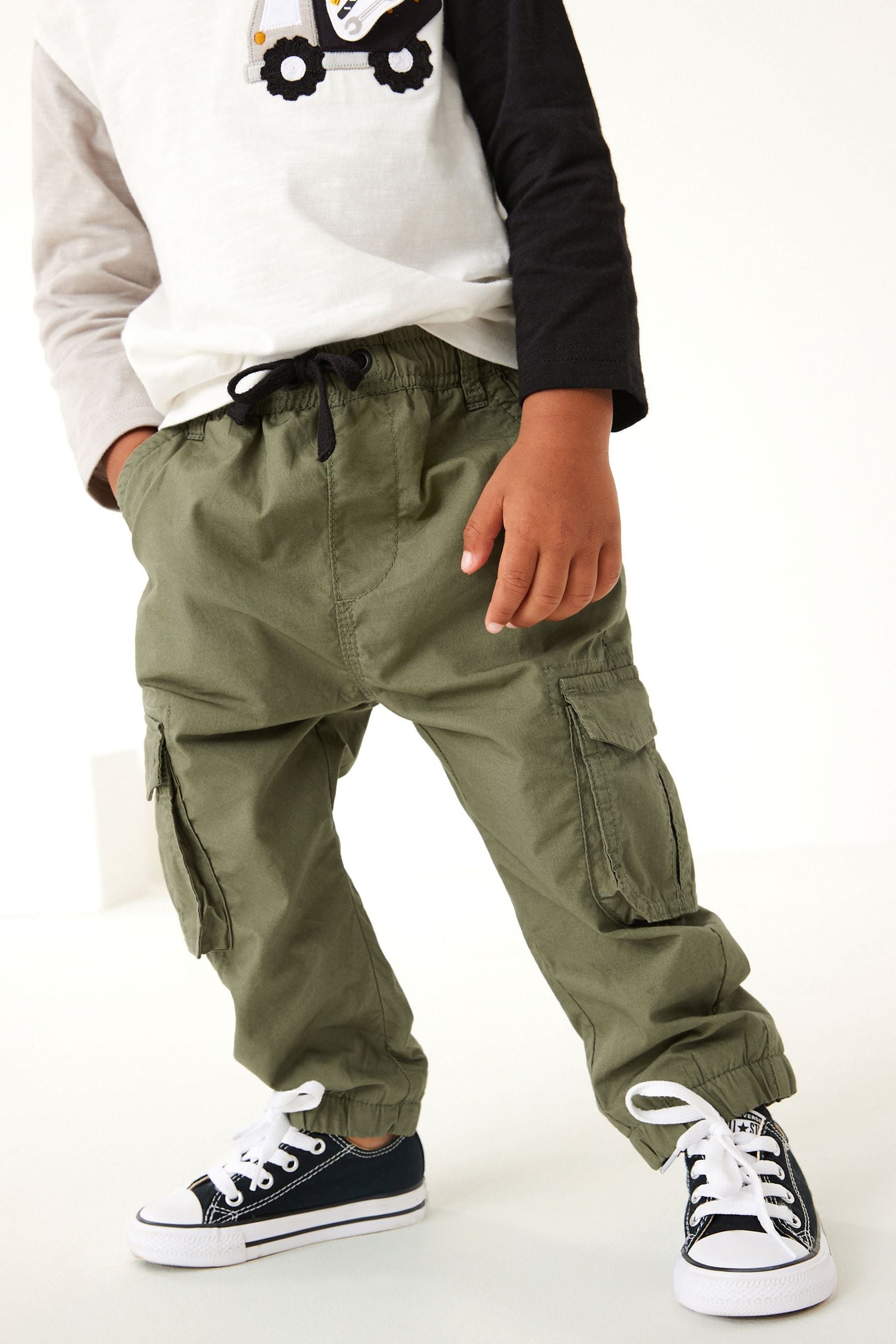 Khaki Green Lined 100% Cotton Cargo Trousers (3mths-7yrs)