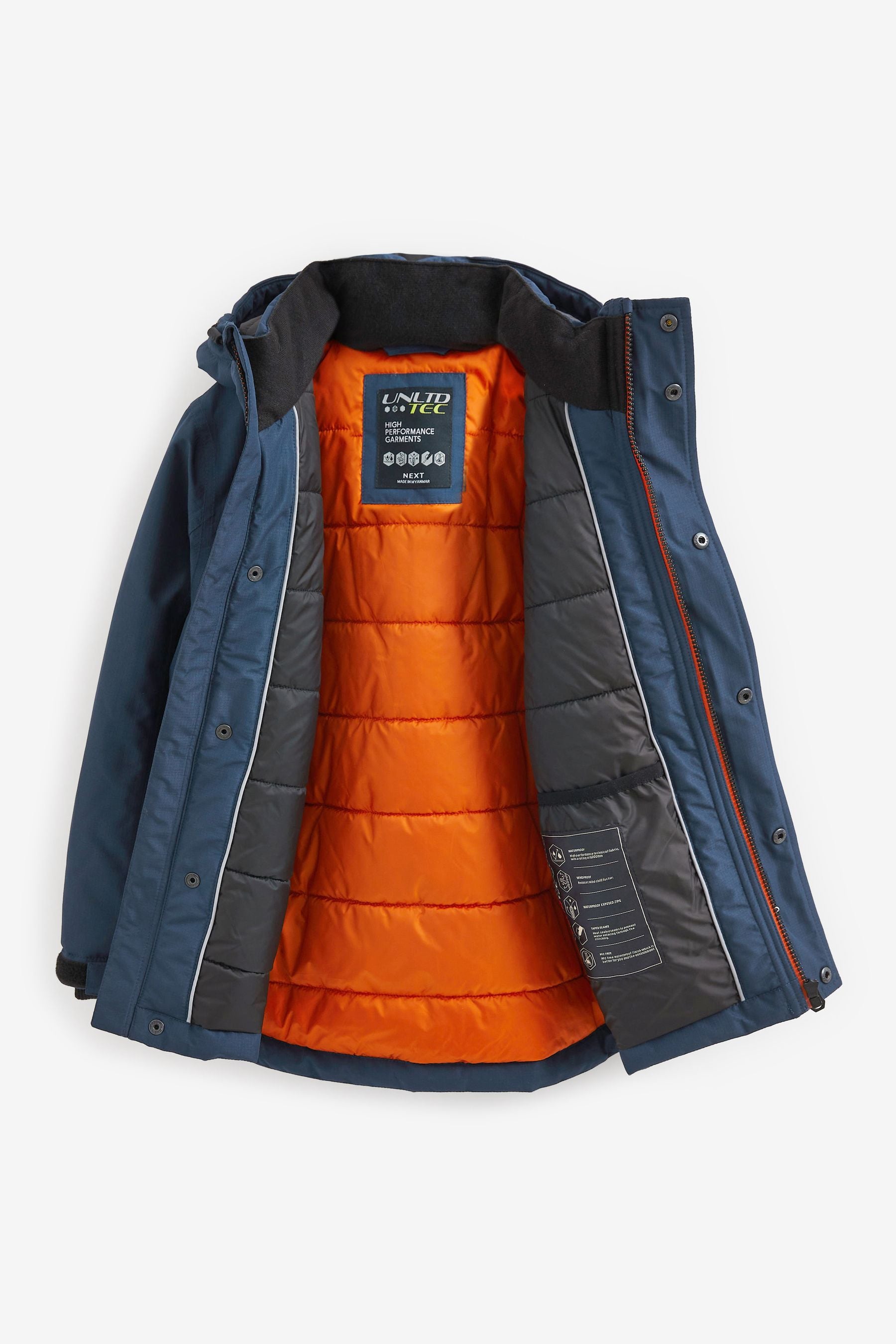 Blue Waterproof Warm Wadded Coat (3-16yrs)