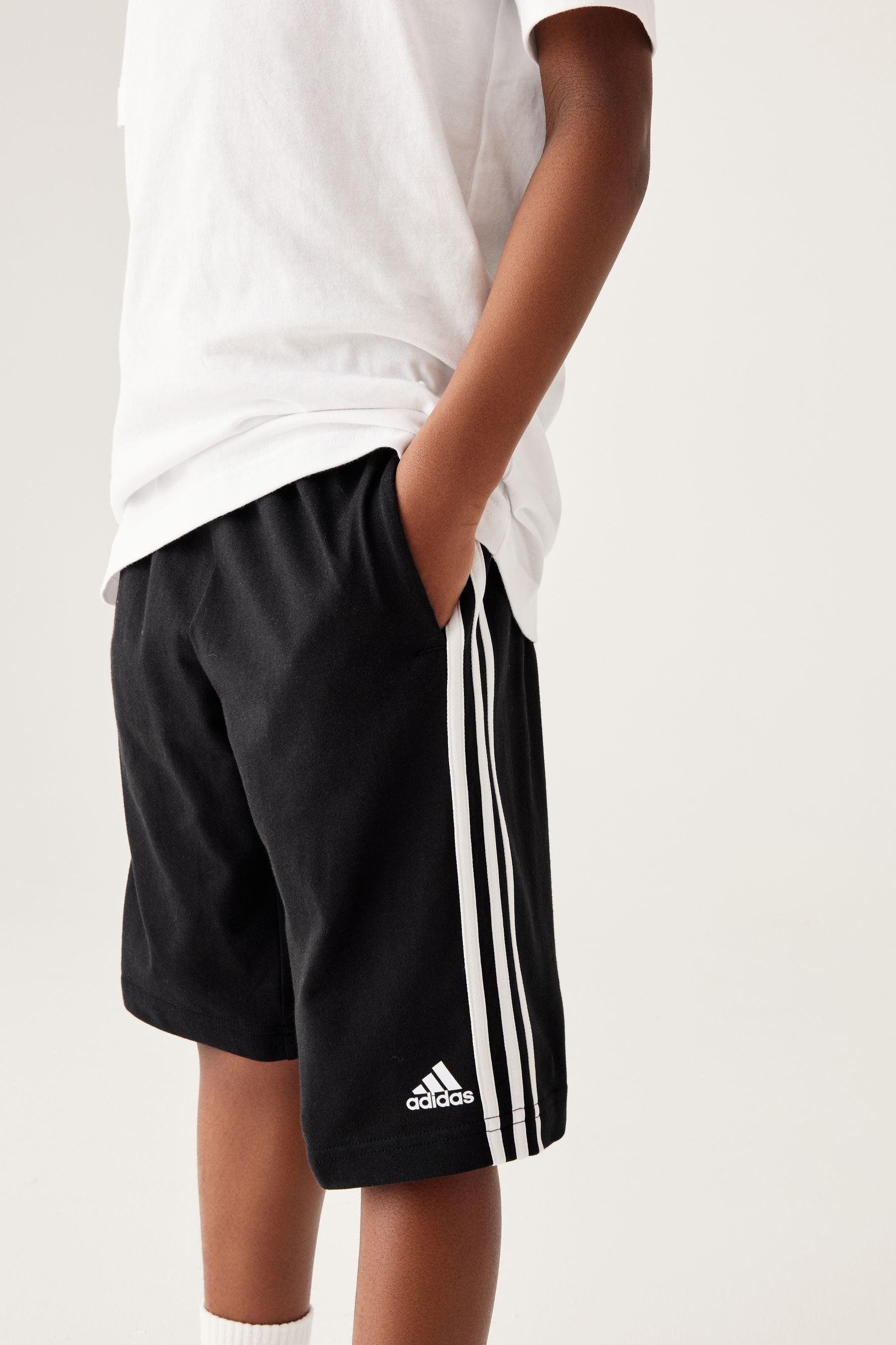 adidas Black Sportswear Essentials 3 Stripes Knit Shorts