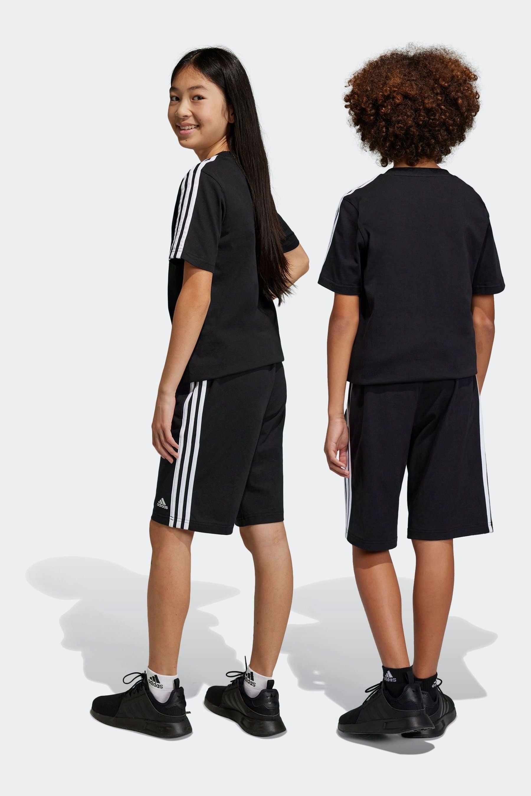 adidas Black Sportswear Essentials 3 Stripes Knit Shorts