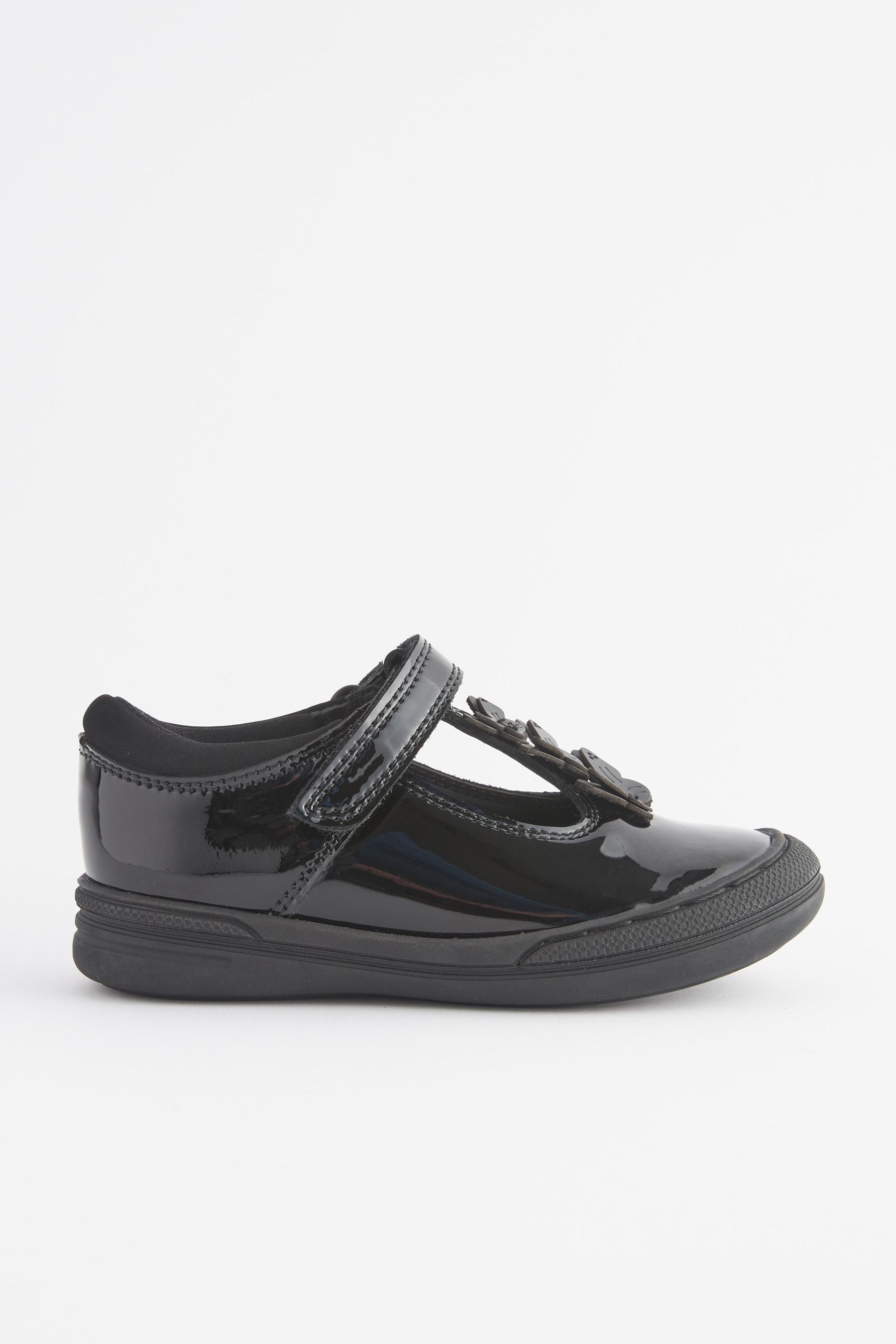 Black Patent Infant School Leather Butterfly T-Bar Shoes