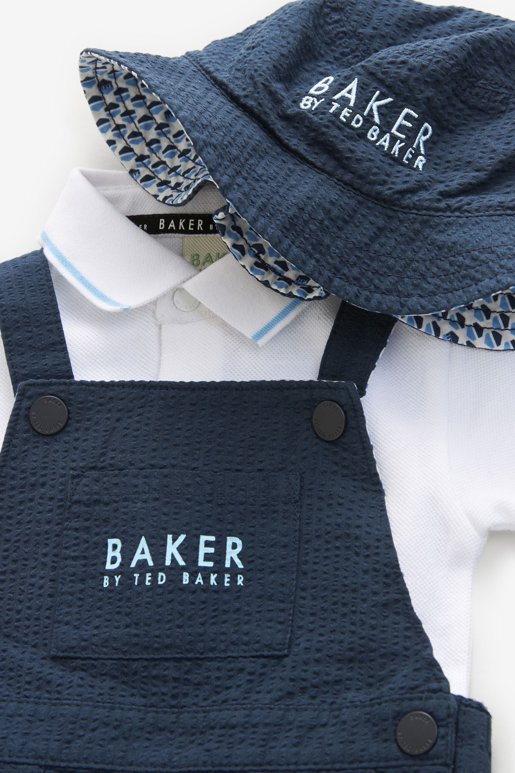 Baker by Ted Baker Seersucker Dunagrees, Polo and Hat Set