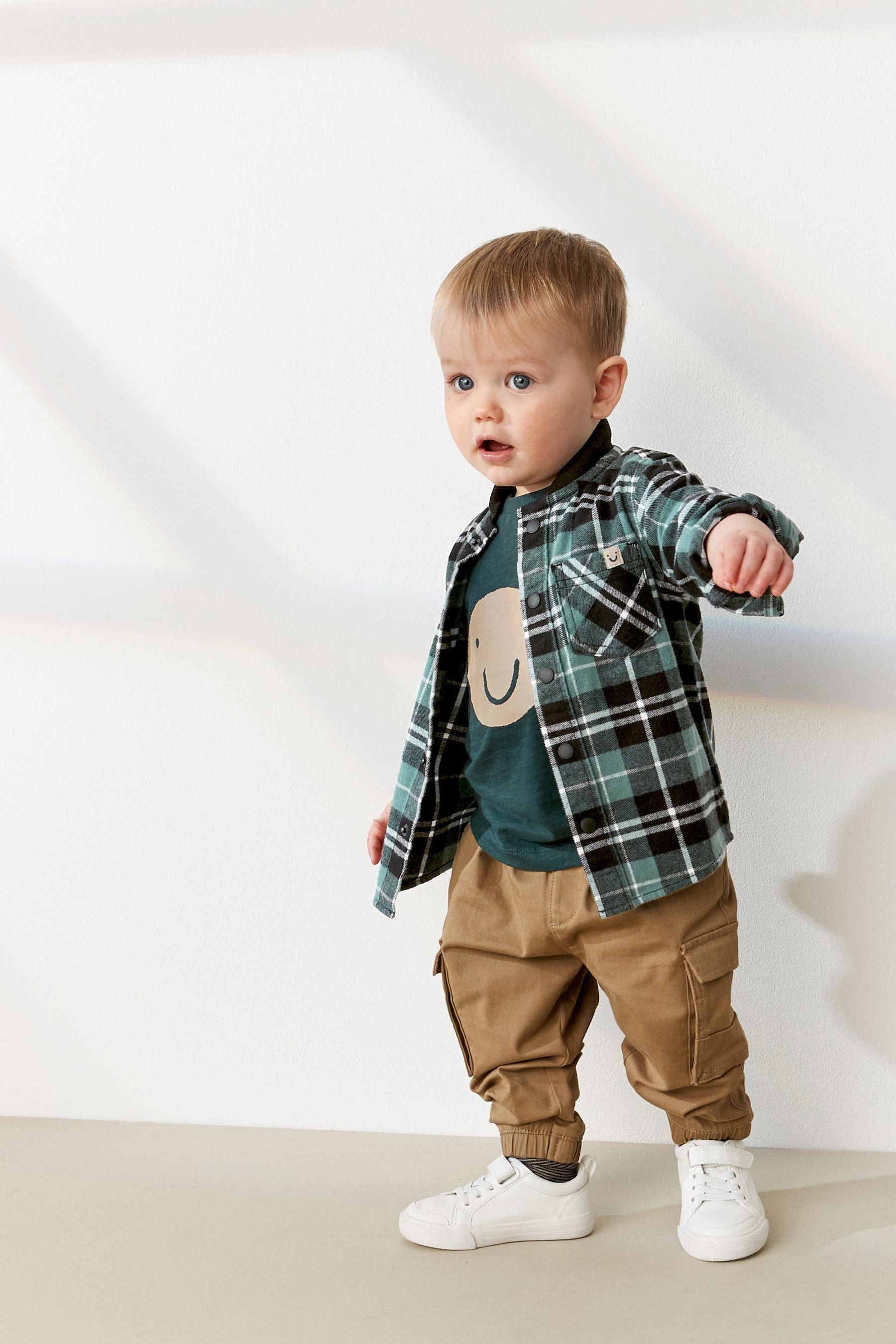 Green Check Shirt & T-Shirt Set (3mths-7yrs)