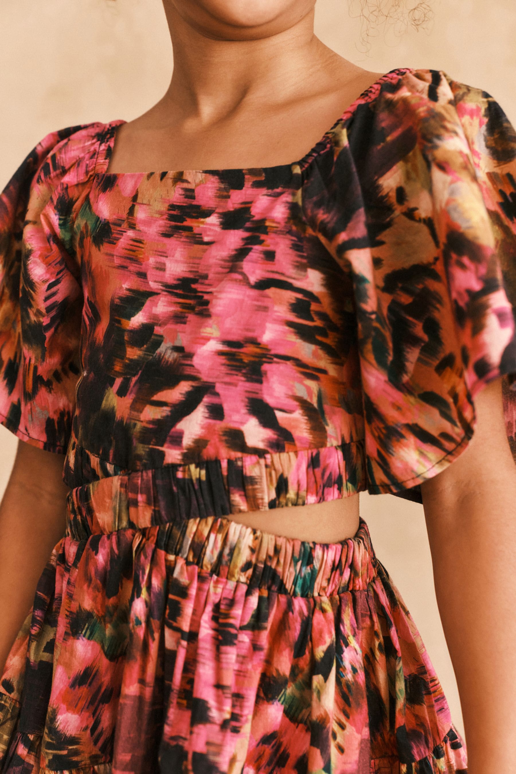 Pink Print Cut Out Detail Dress (3-16yrs)