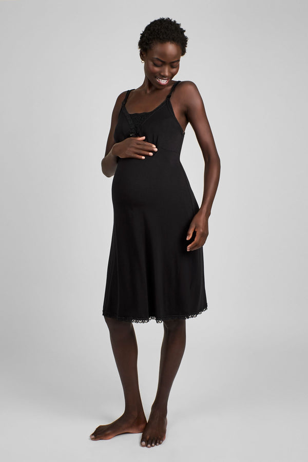 JoJo Maman B?©b?© Black Lace Maternity & Nursing Nightdress