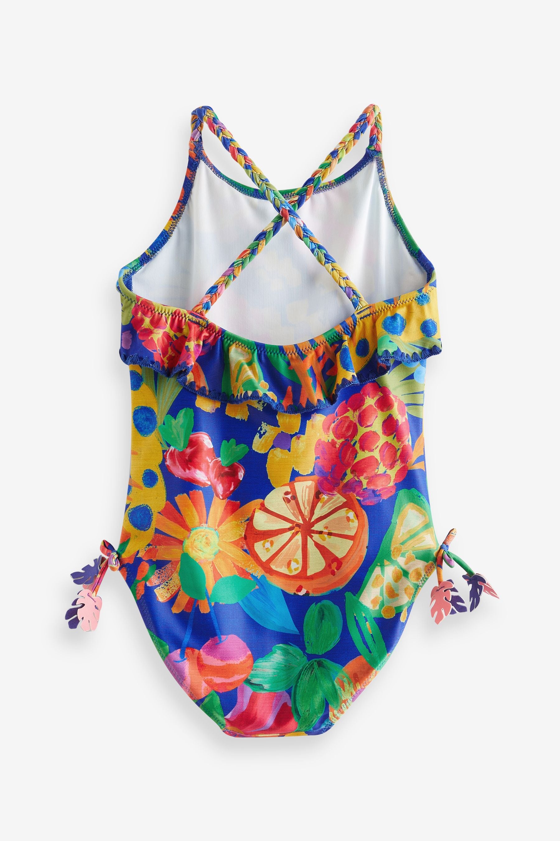 Blue Tropical Ruffle Swimsuit (3-16yrs)