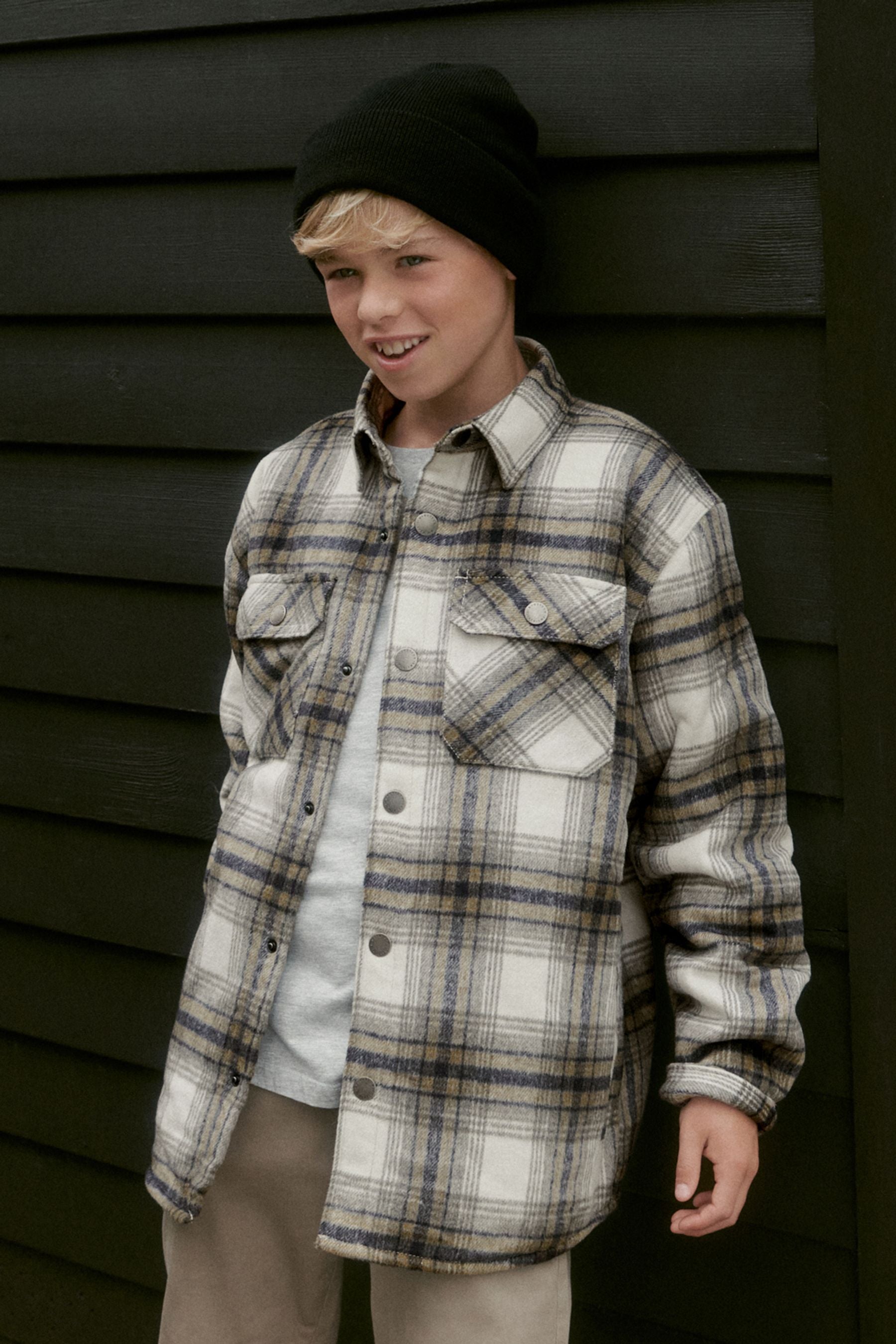 Grey Check Shacket (3-16yrs)