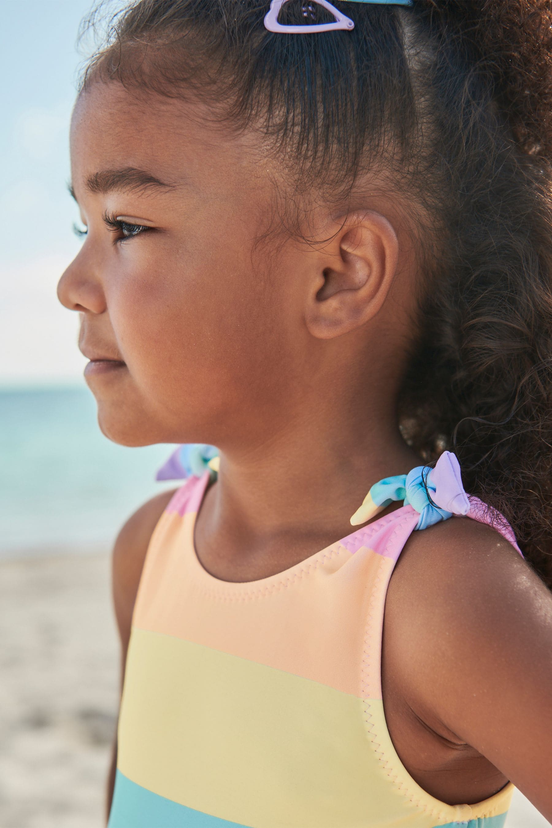 Multi Stripe Tie Shoulder Swimsuit (3mths-7yrs)