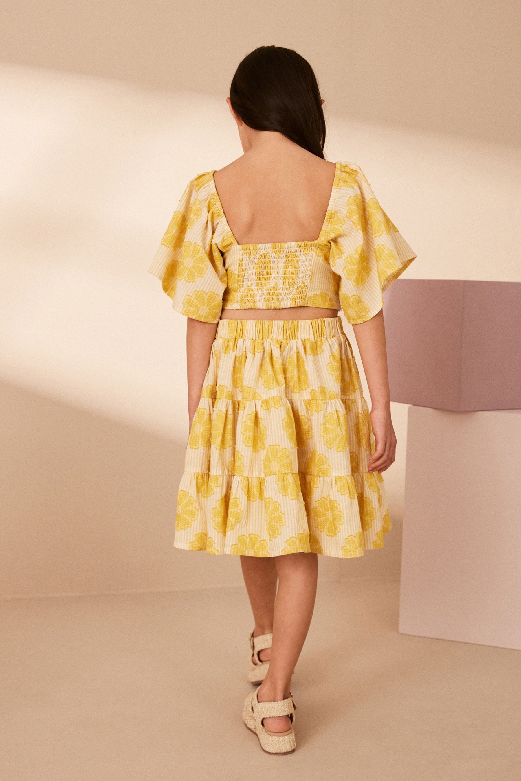 Yellow Floral Cut Out Detail Dress (3-16yrs)