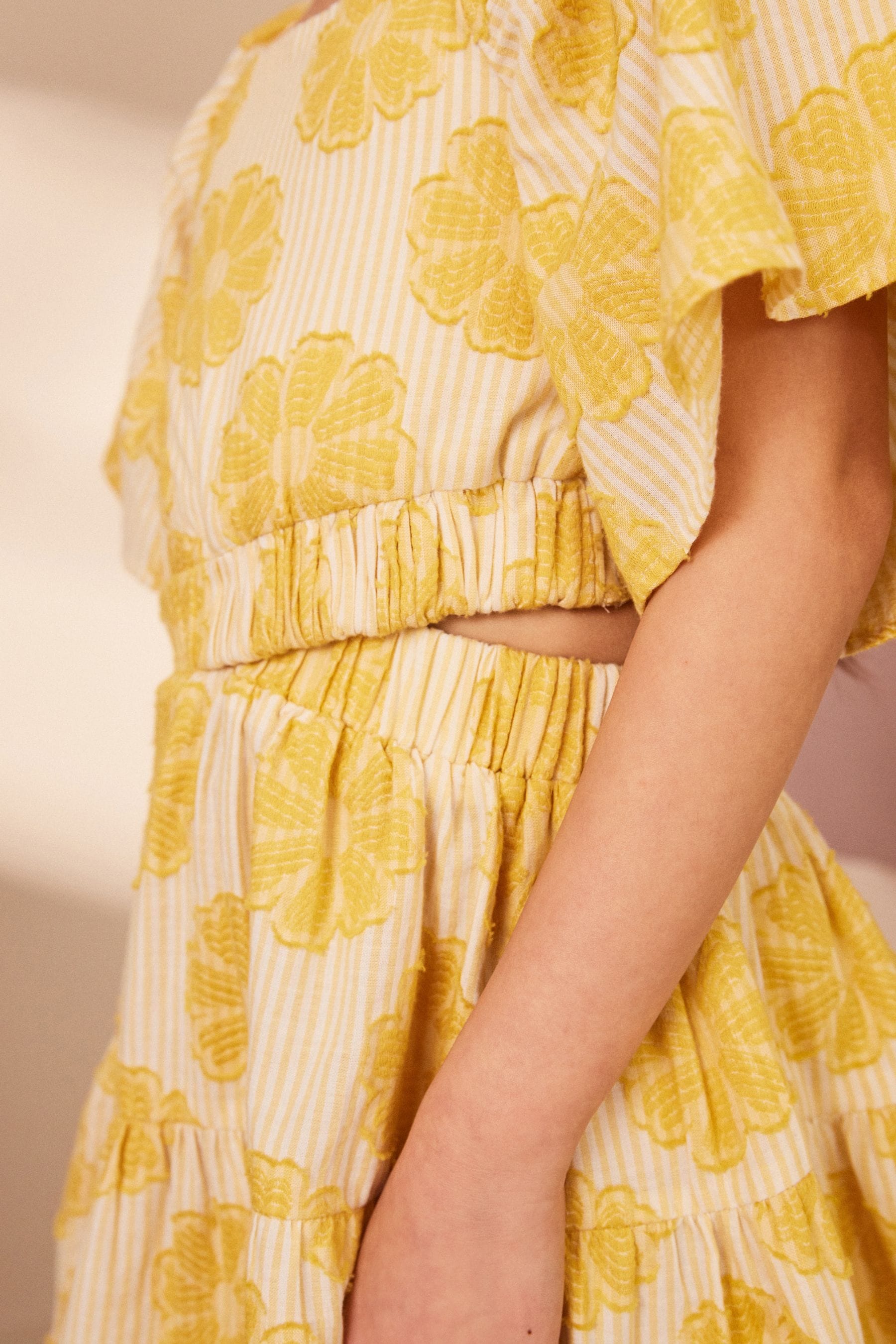 Yellow Floral Cut Out Detail Dress (3-16yrs)