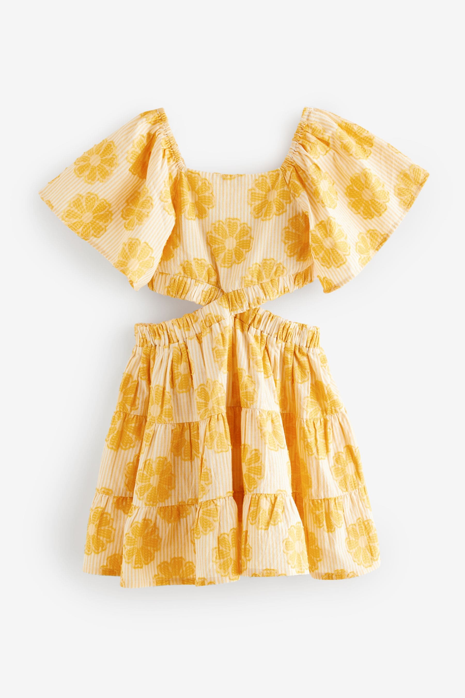 Yellow Floral Cut Out Detail Dress (3-16yrs)