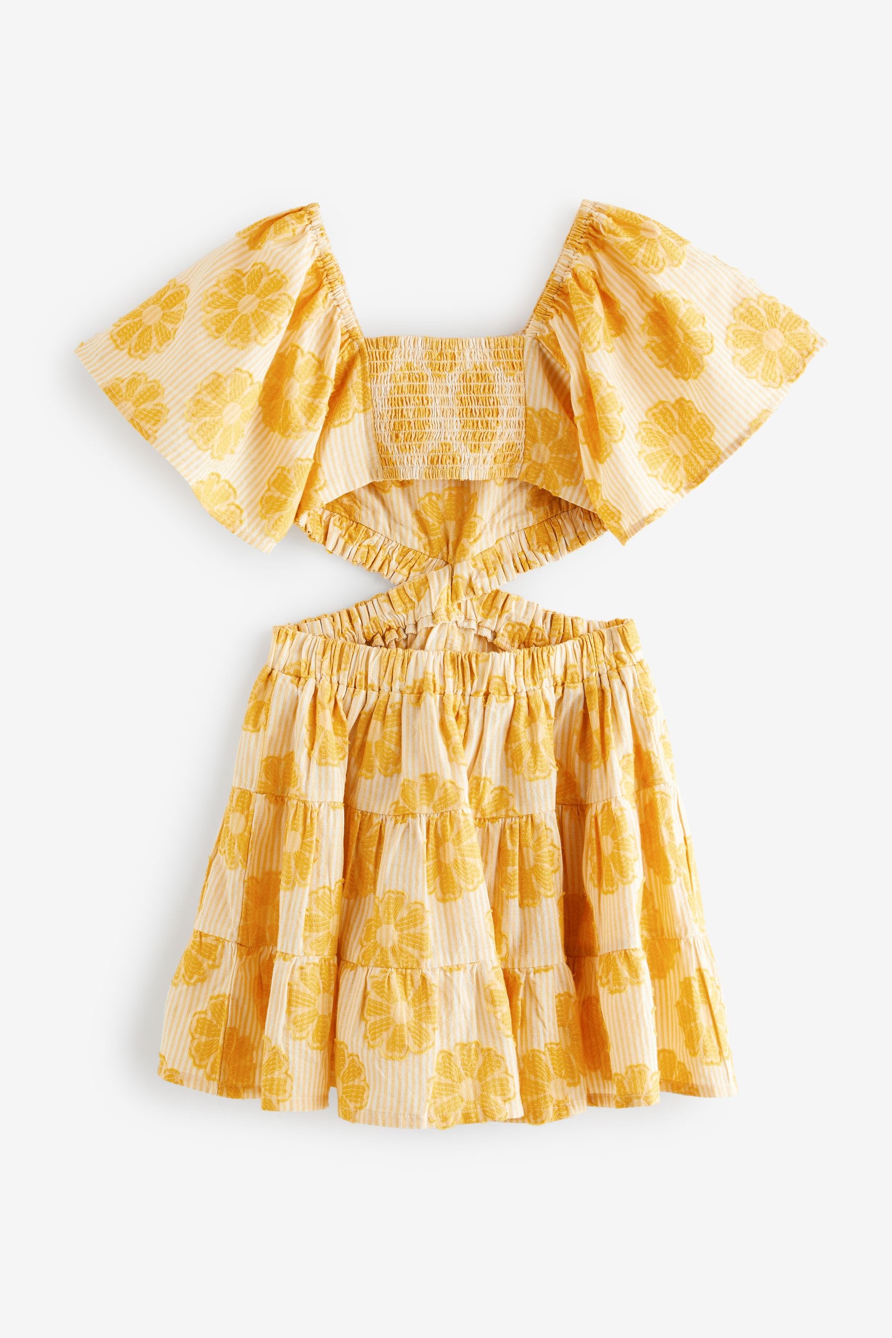 Yellow Floral Cut Out Detail Dress (3-16yrs)