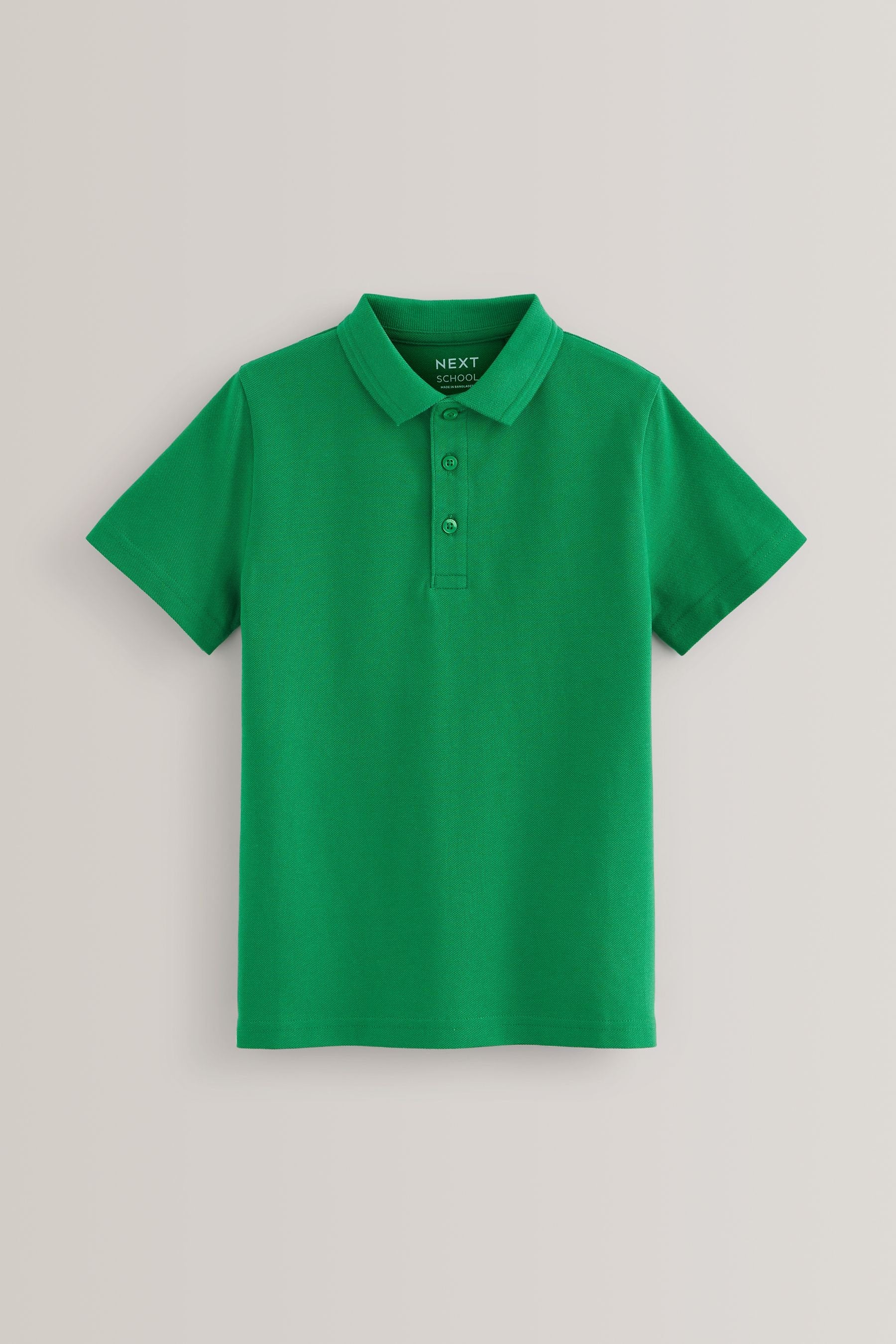 Green 2 Pack Cotton School Short Sleeve 100% Cotton Polo Shirts (3-16yrs)