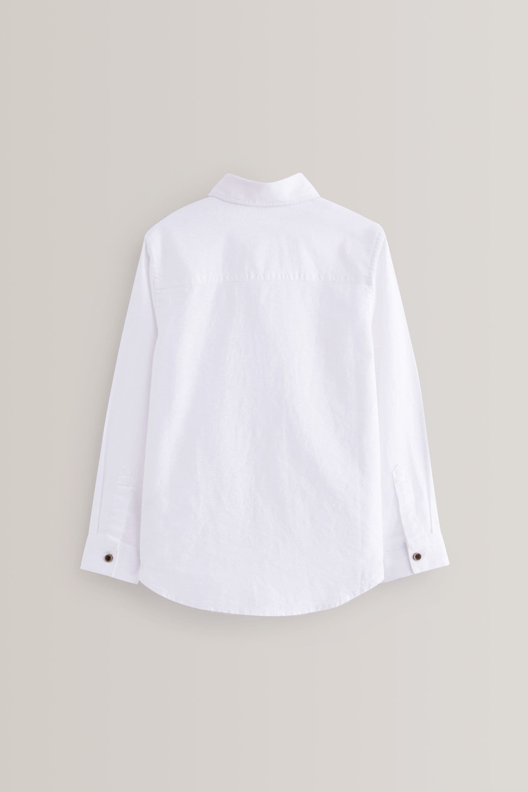 White Linen Blend Long Sleeve Shirt (3-16yrs)