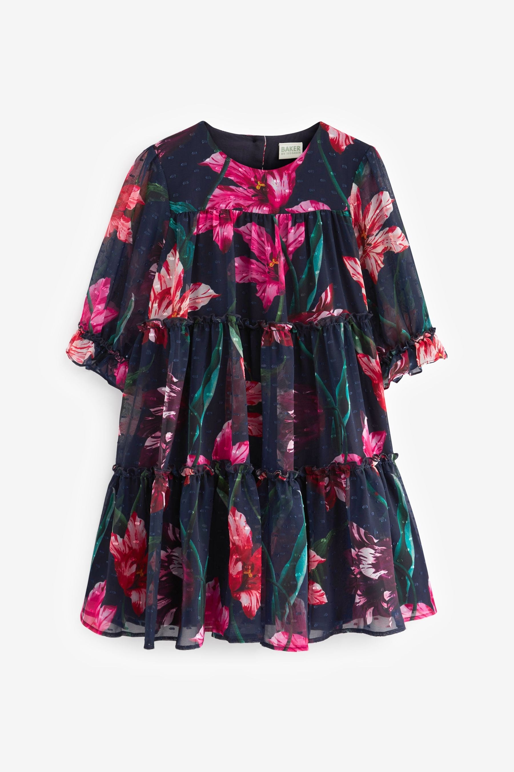 Baker by Ted Baker Navy Floral Tiered Dress