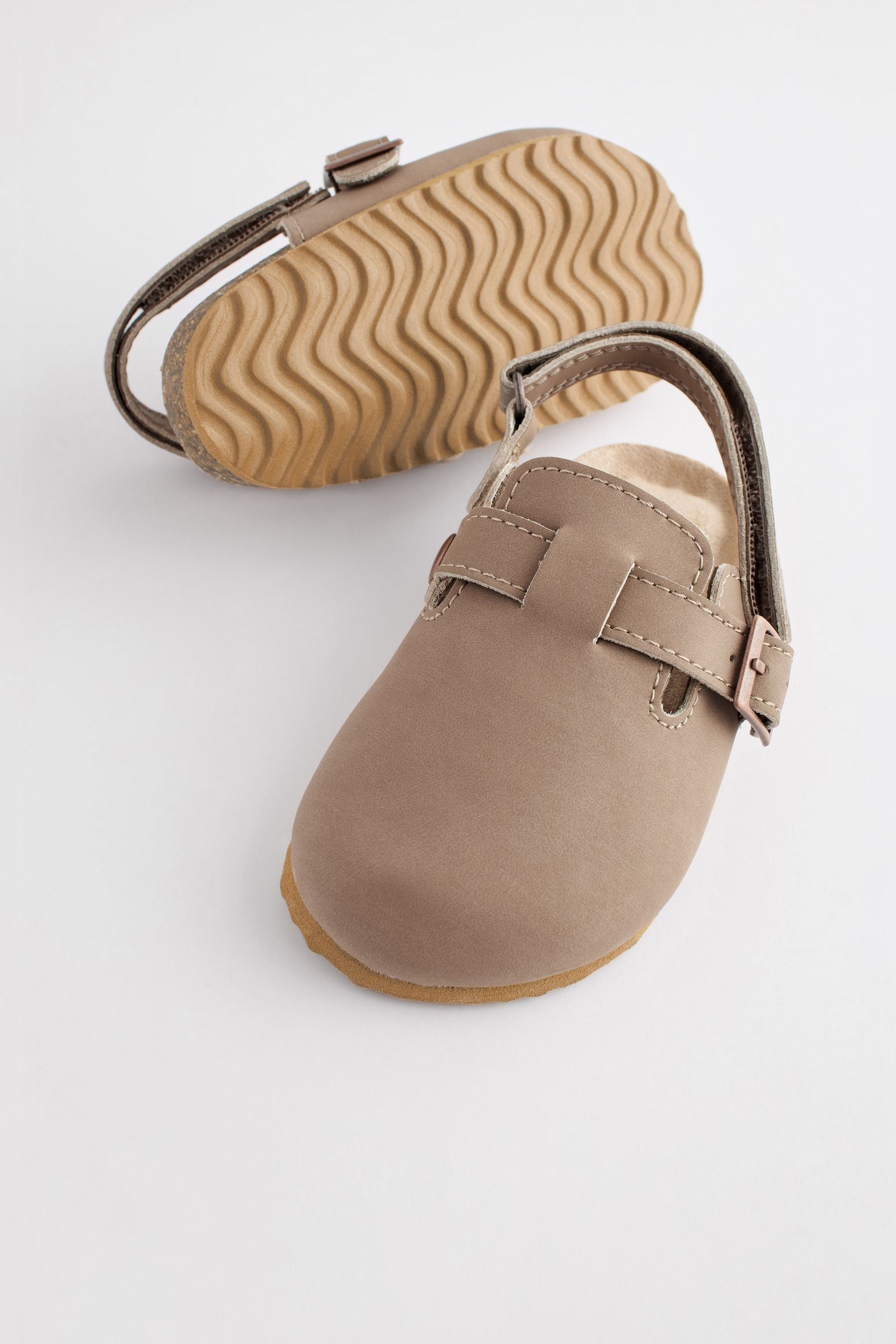 Stone Natural Leather Slip-On Clog Mules