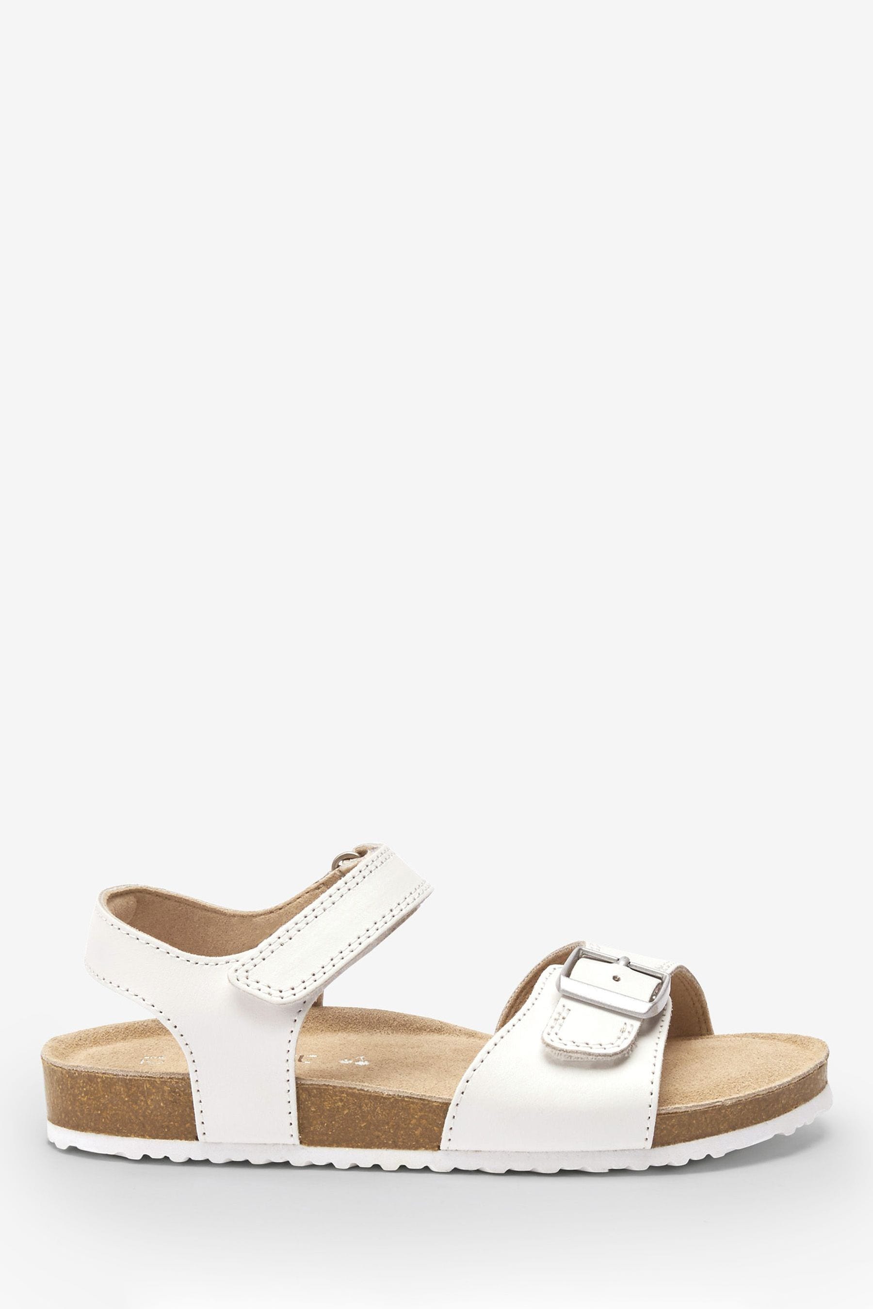 White Leather Leather Corkbed Sandals