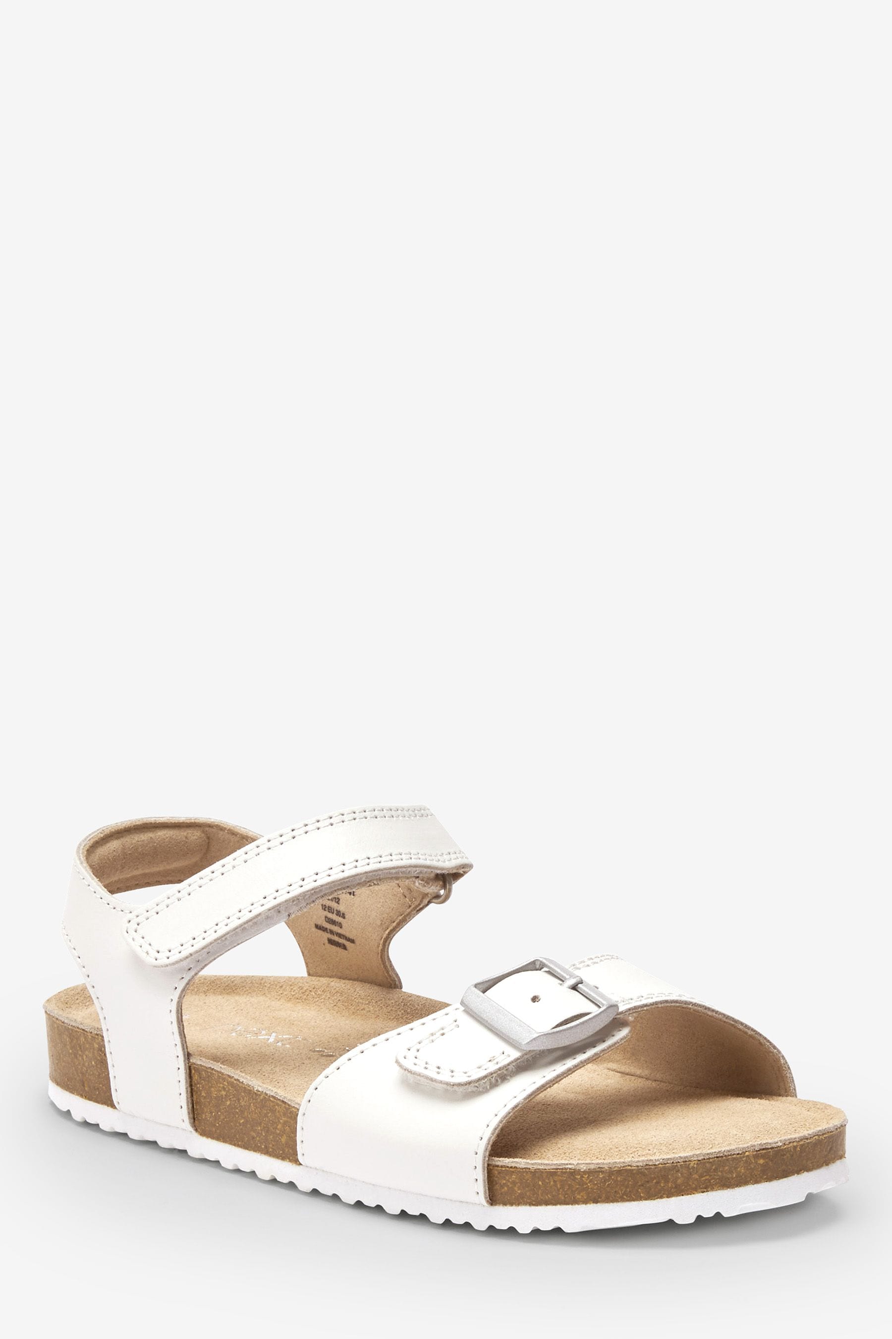 White Leather Leather Corkbed Sandals