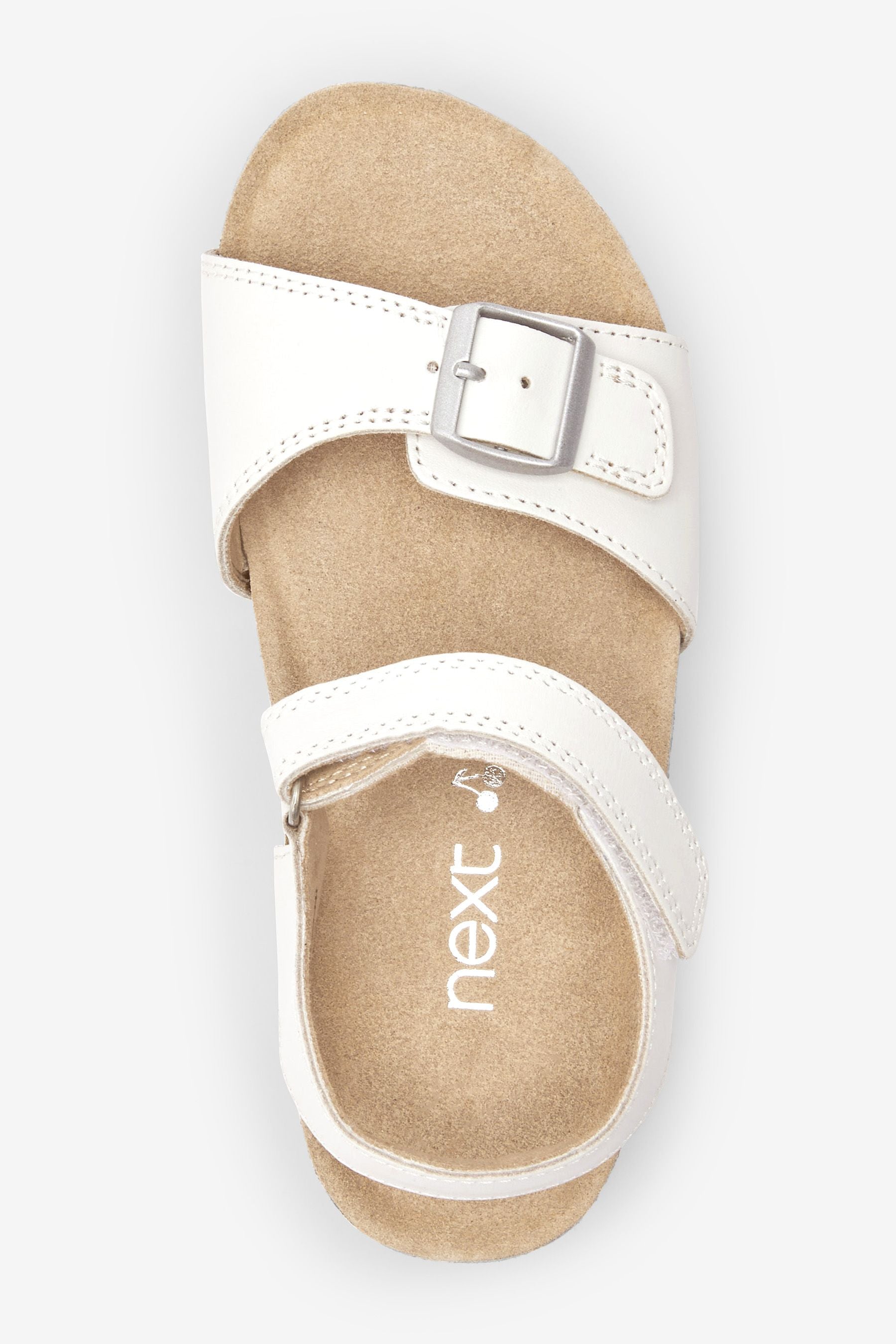 White Leather Wide Fit (G) Leather Corkbed Sandals