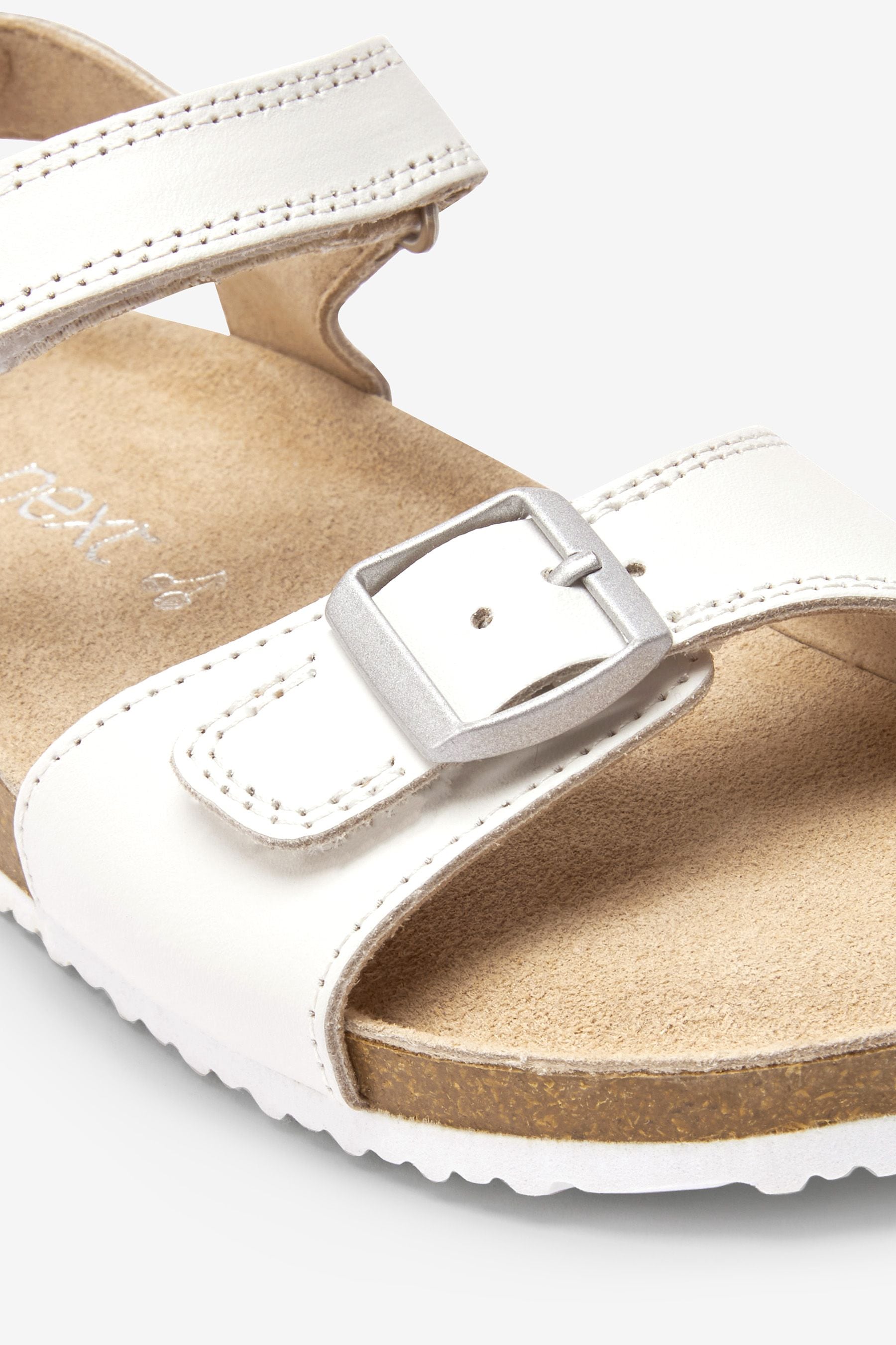 White Leather Leather Corkbed Sandals