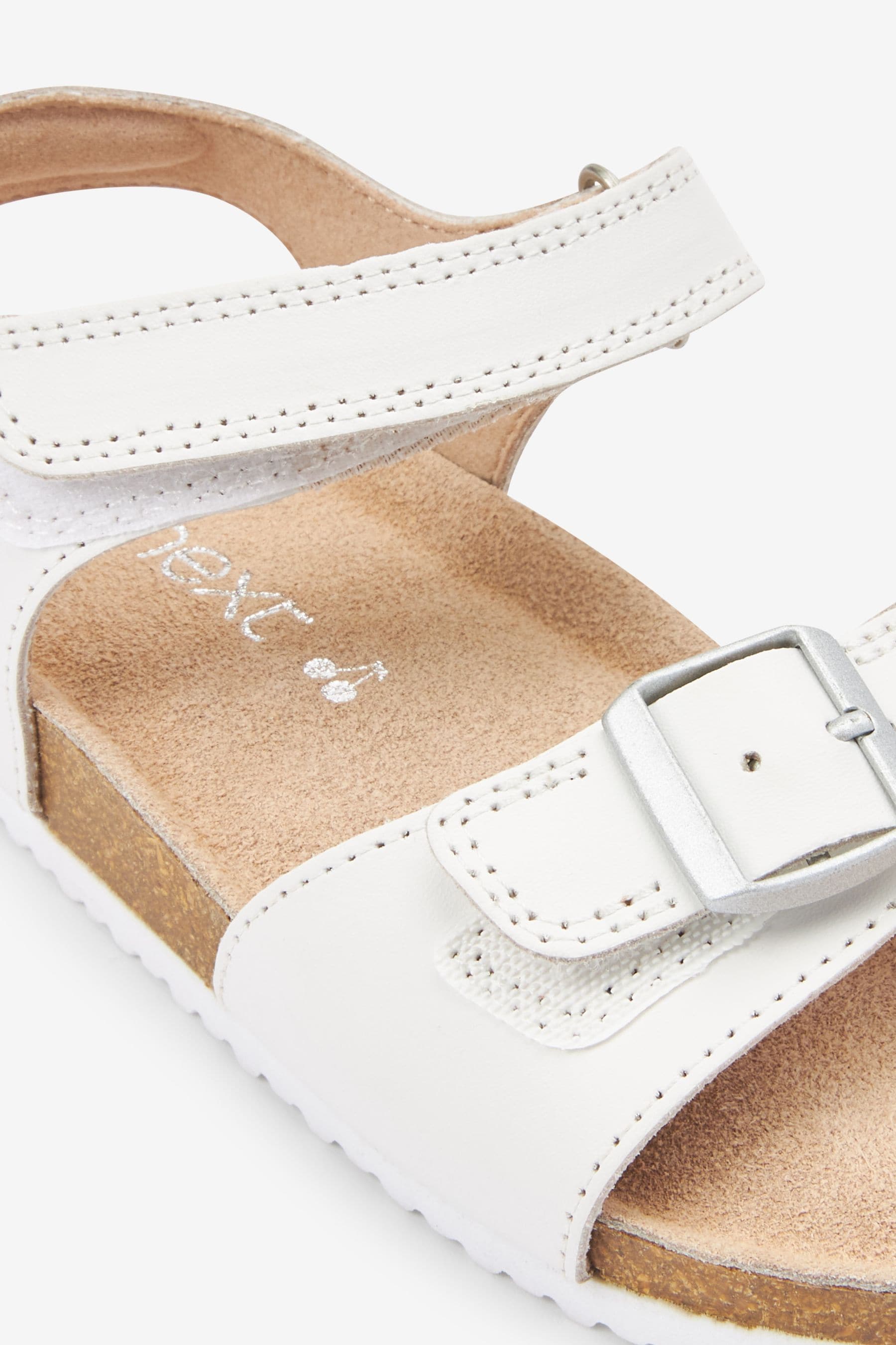 White Leather Wide Fit (G) Leather Corkbed Sandals