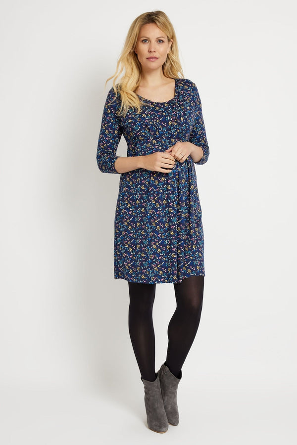 JoJo Maman B?©b?© Navy Floral Maternity & Nursing Tunic Dress