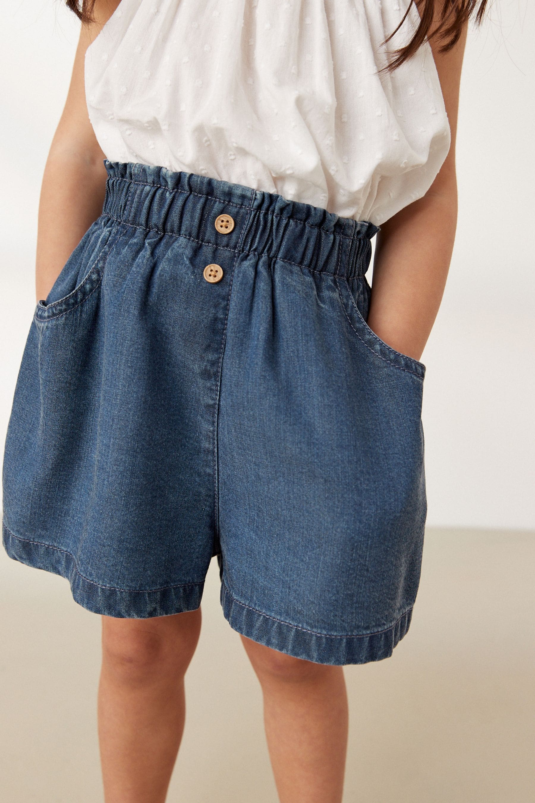 Denim Dark Wash Button Shorts (3mths-7yrs)