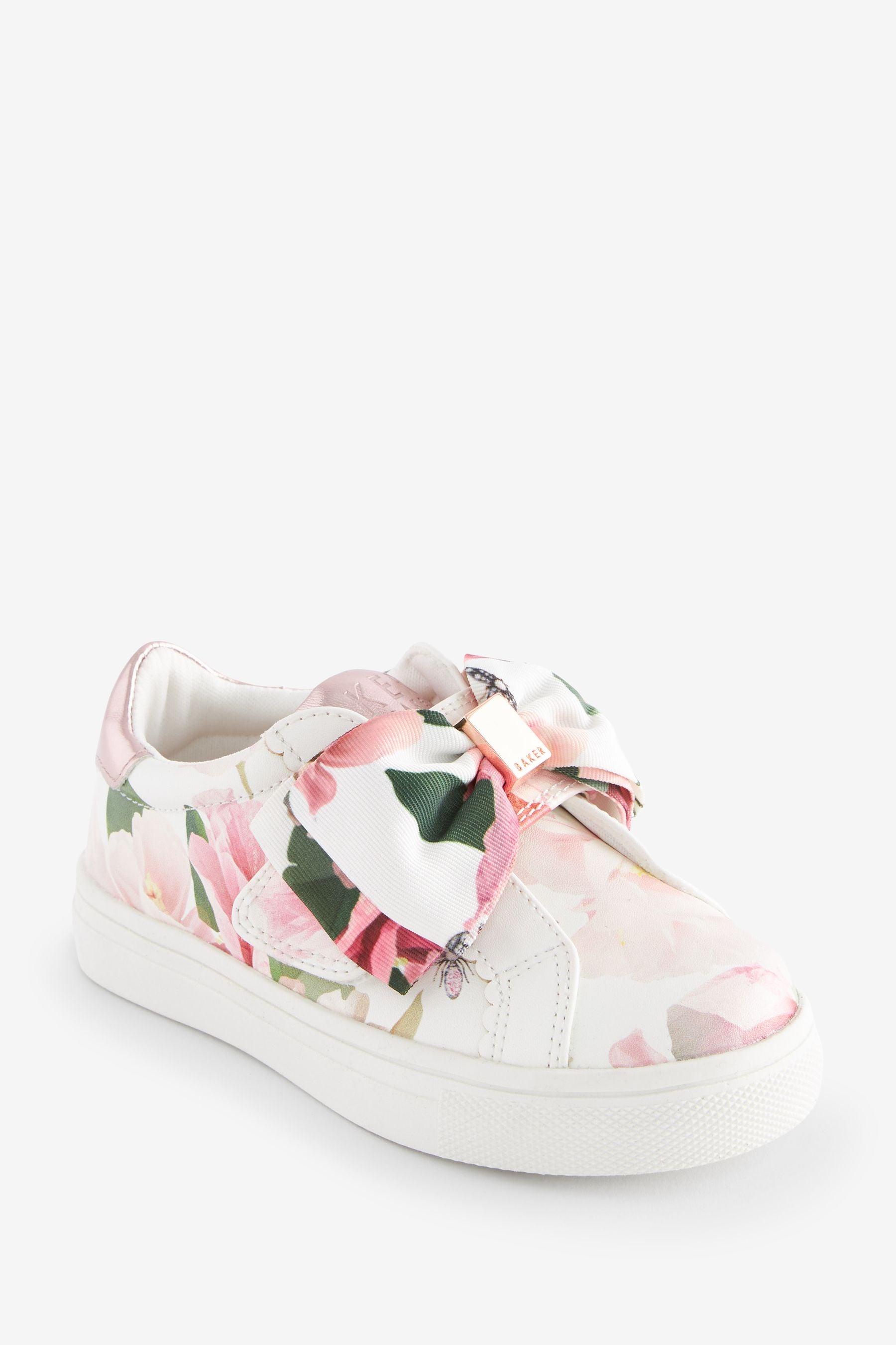 Baker by Ted Baker Girls Floral Printed Bow White Trainers