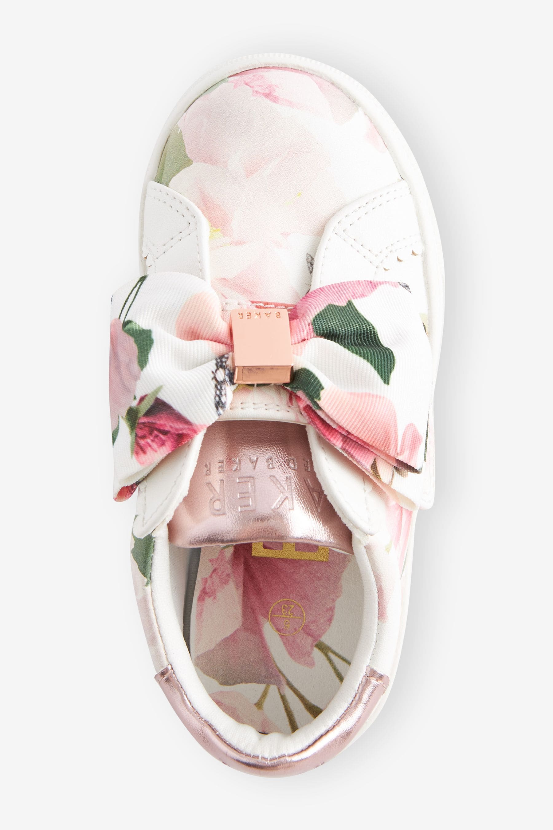 Baker by Ted Baker Girls Floral Printed Bow White Trainers