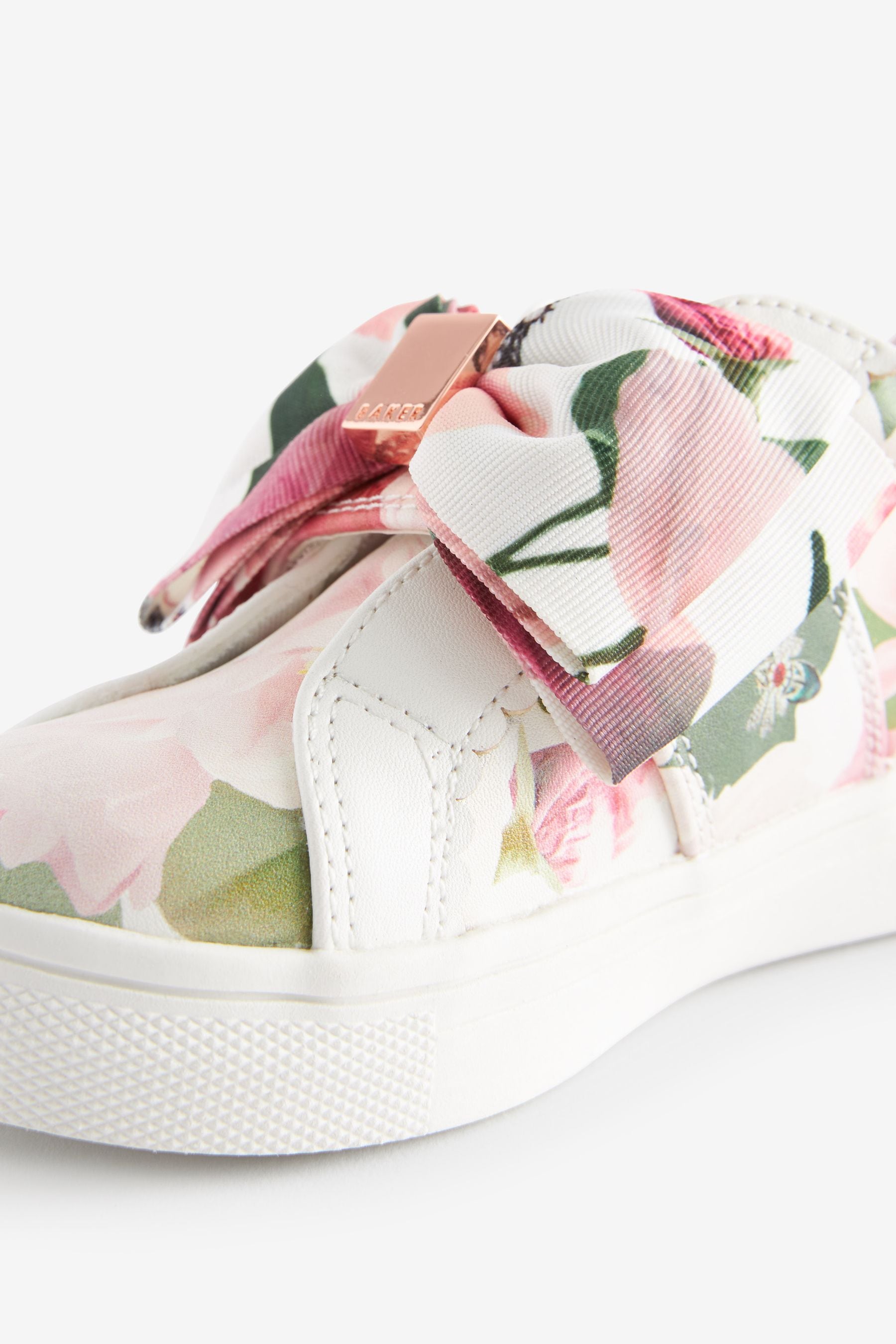 Baker by Ted Baker Girls Floral Printed Bow White Trainers