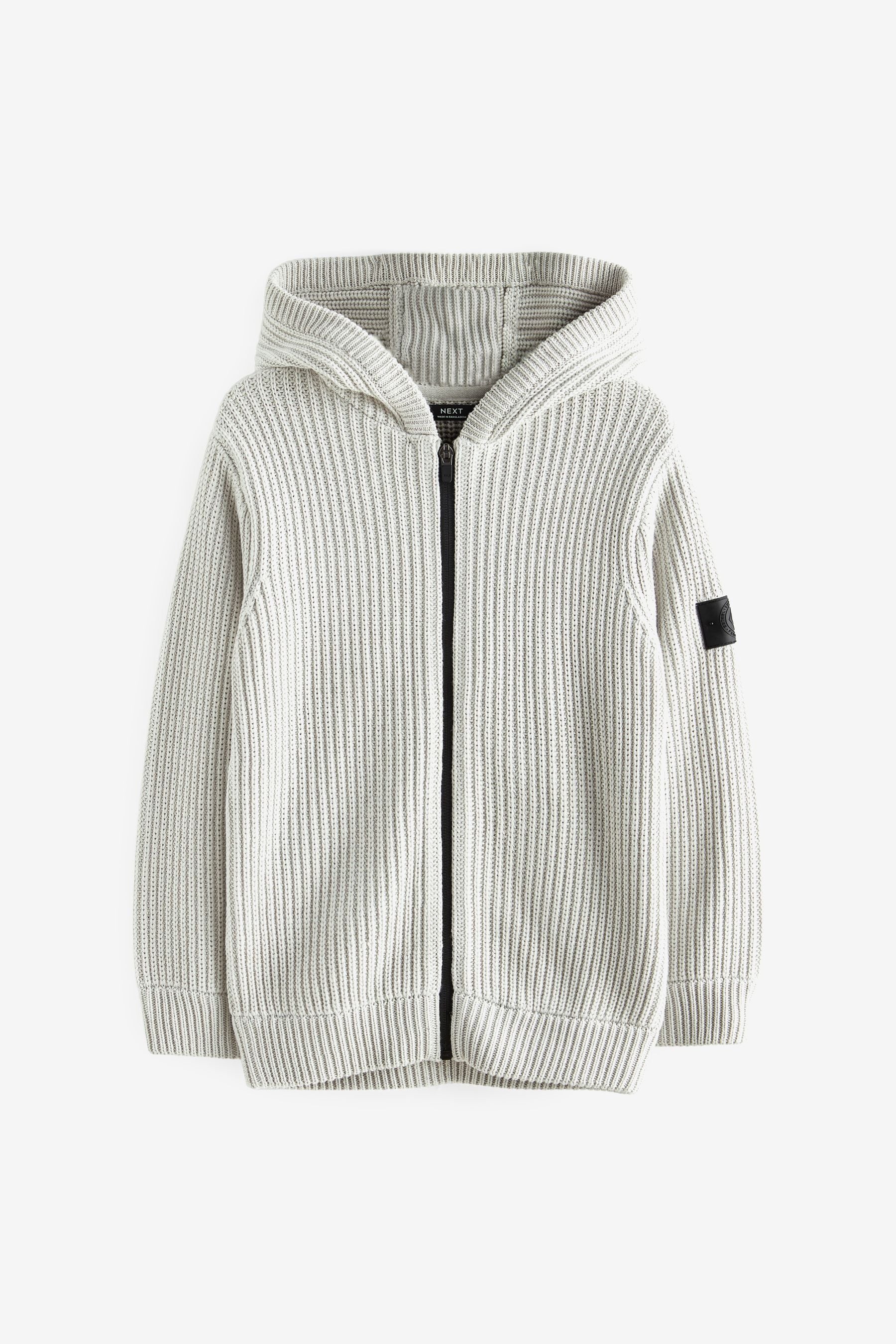 Grey Knitted Zip Through Hoodie (3-16yrs)