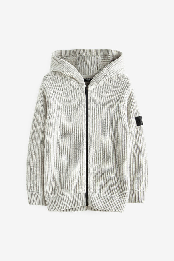 Grey Knitted Zip Through Hoodie (3-16yrs)