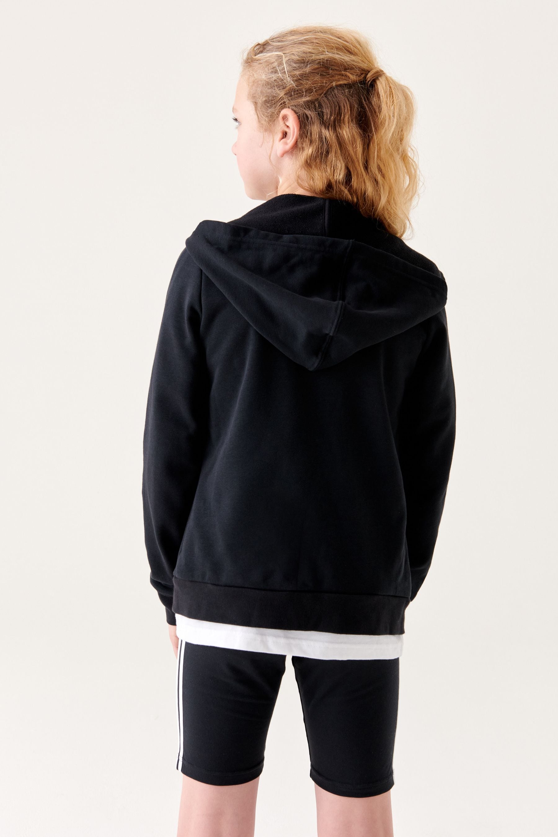 adidas Black Sportswear Essentials Linear Logo Full Zip Hoodie