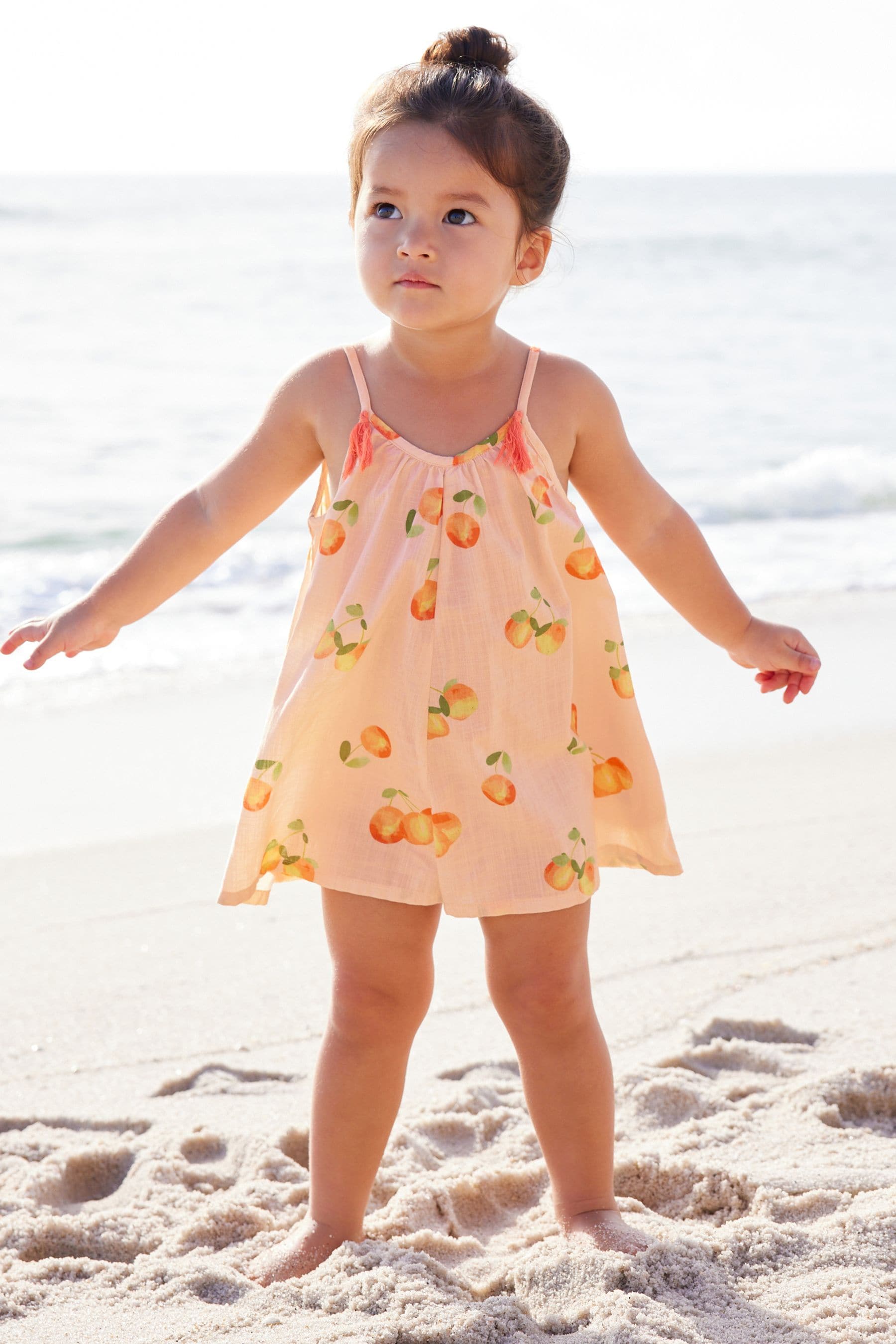 Orange Fruit 100% Cotton Printed Playsuit (3mths-8yrs)