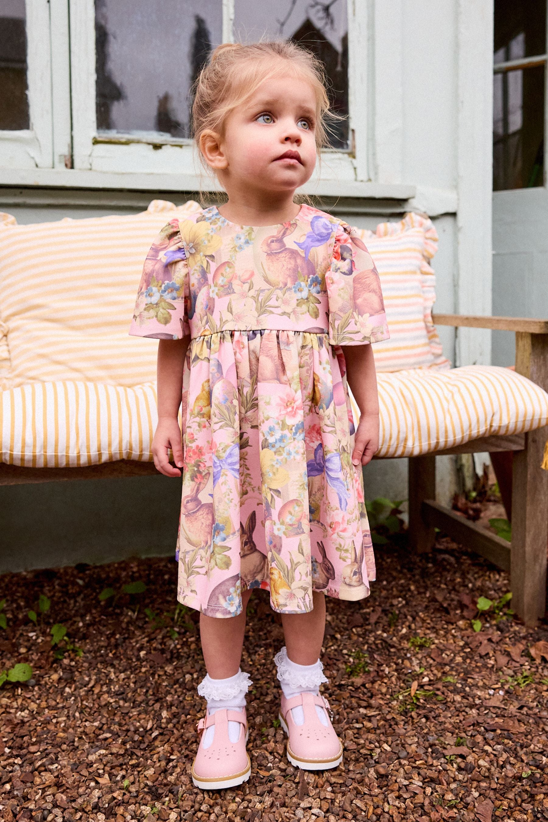 Pink Bunny Ponte Dress (3mths-7yrs)