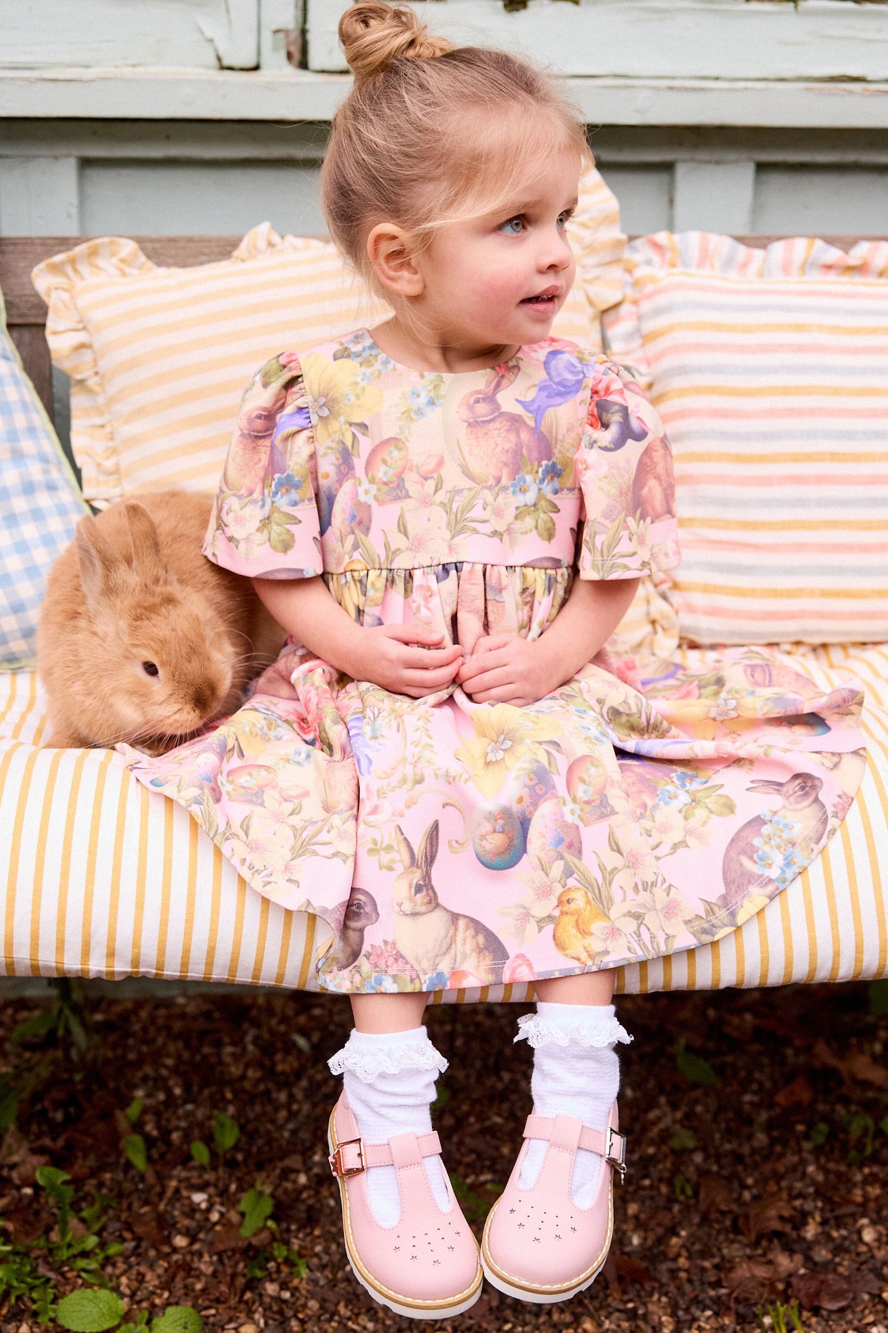 Pink Bunny Ponte Dress (3mths-7yrs)