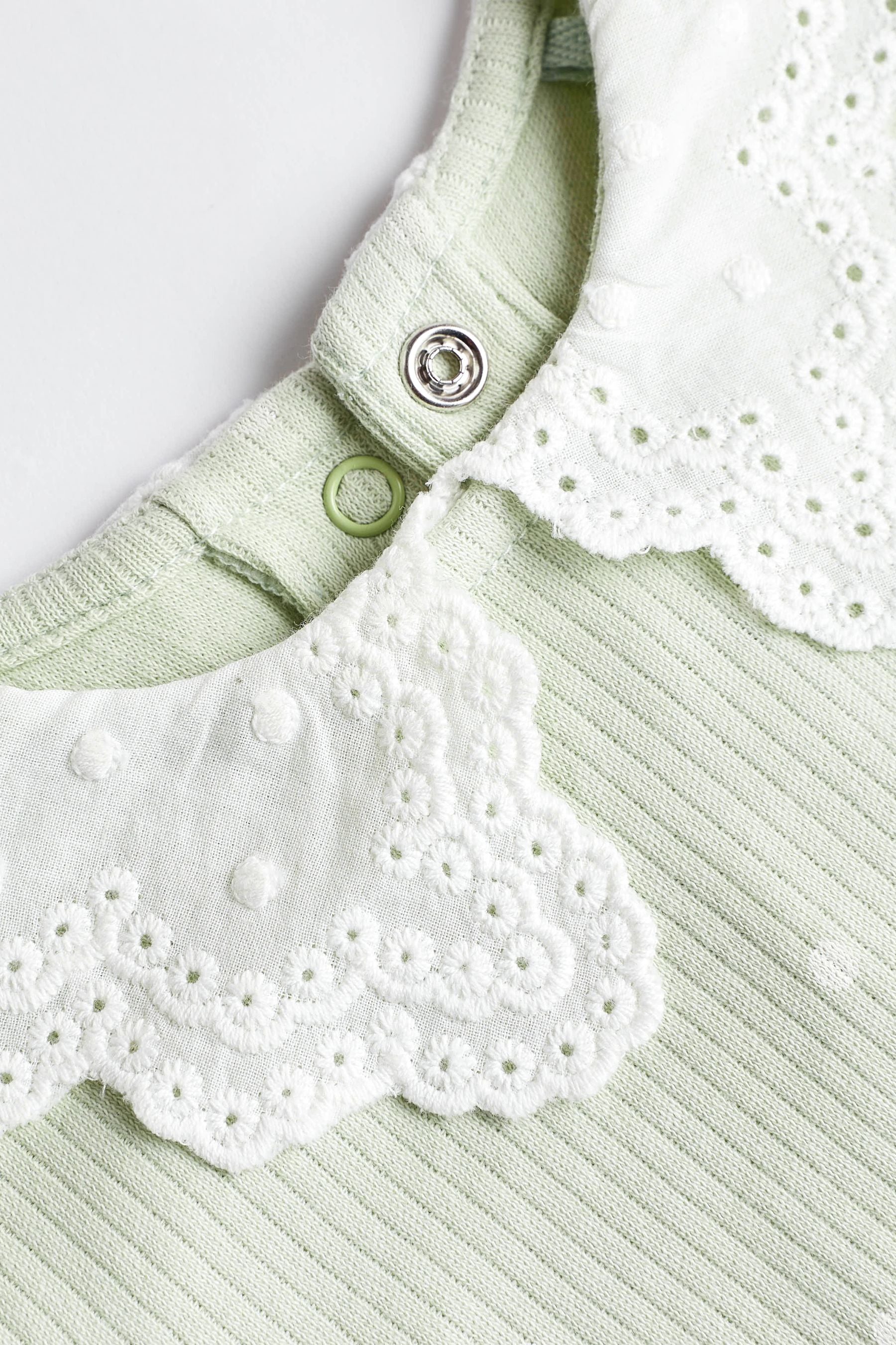 Mint Green Baby Collared Sleepsuits 3 Pack (0mths-2yrs)