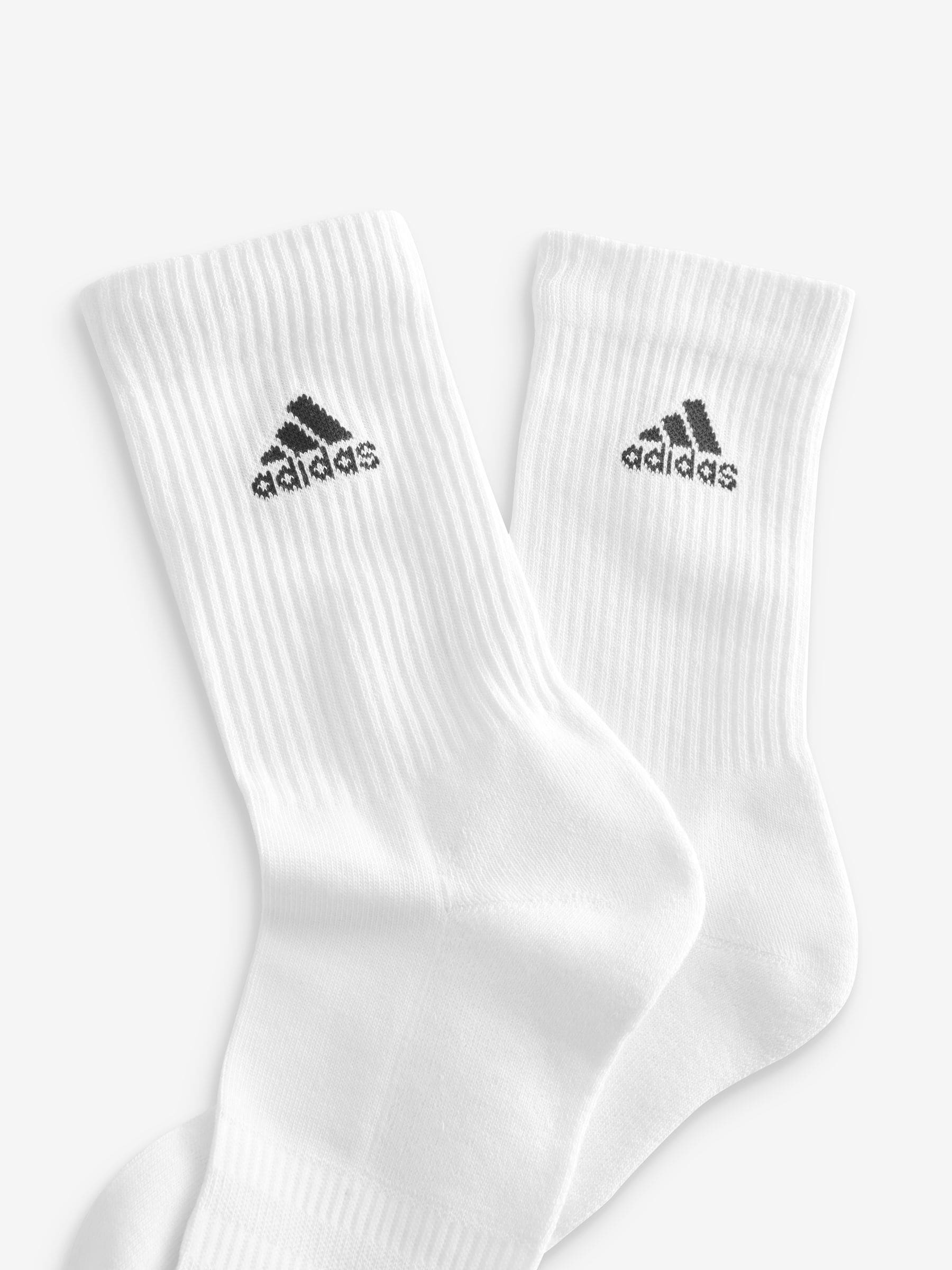 adidas White/Black 6 Pack Cushioned Crew Socks 3 Pairs