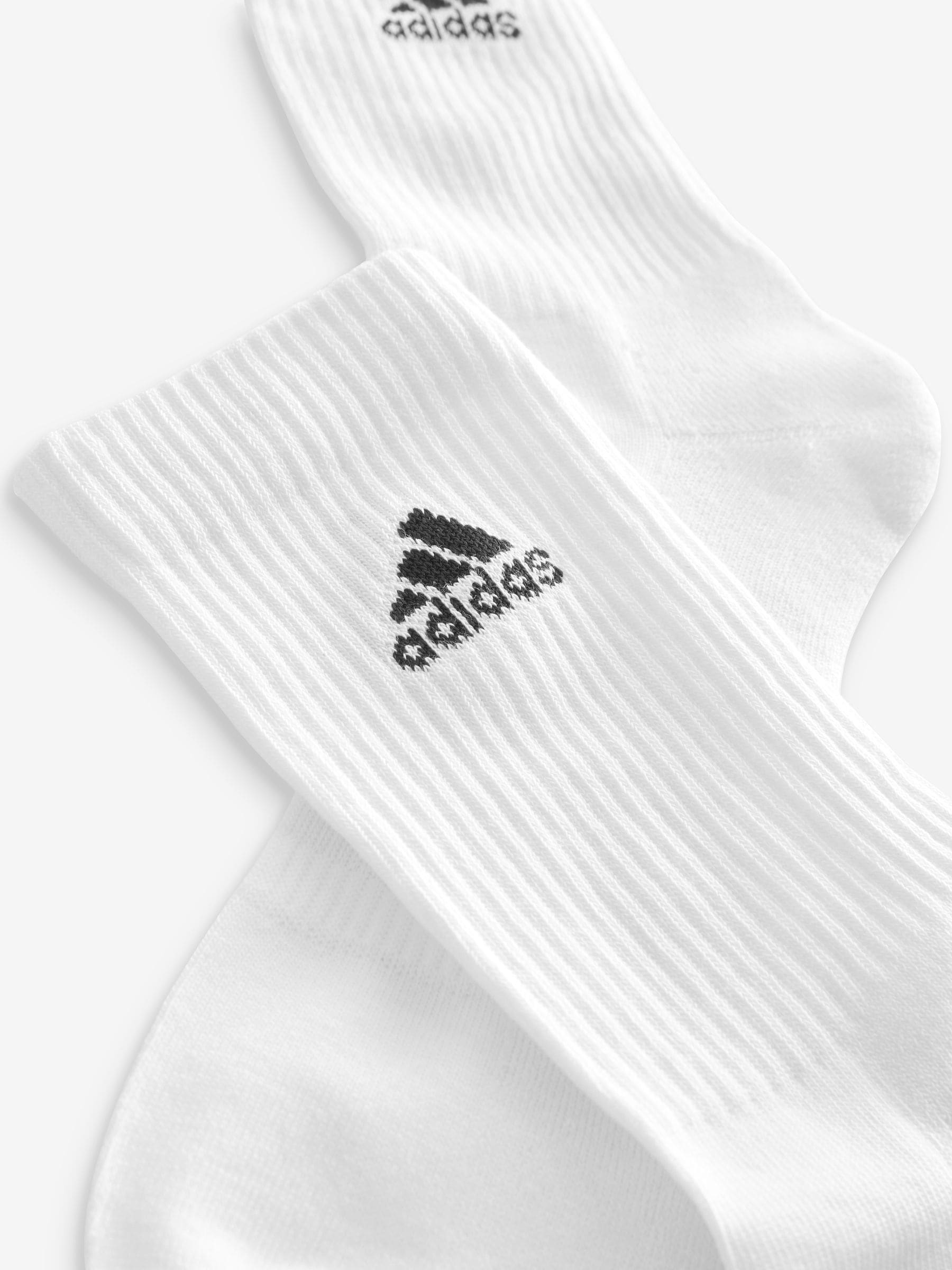 adidas White/Black 6 Pack Cushioned Crew Socks 3 Pairs