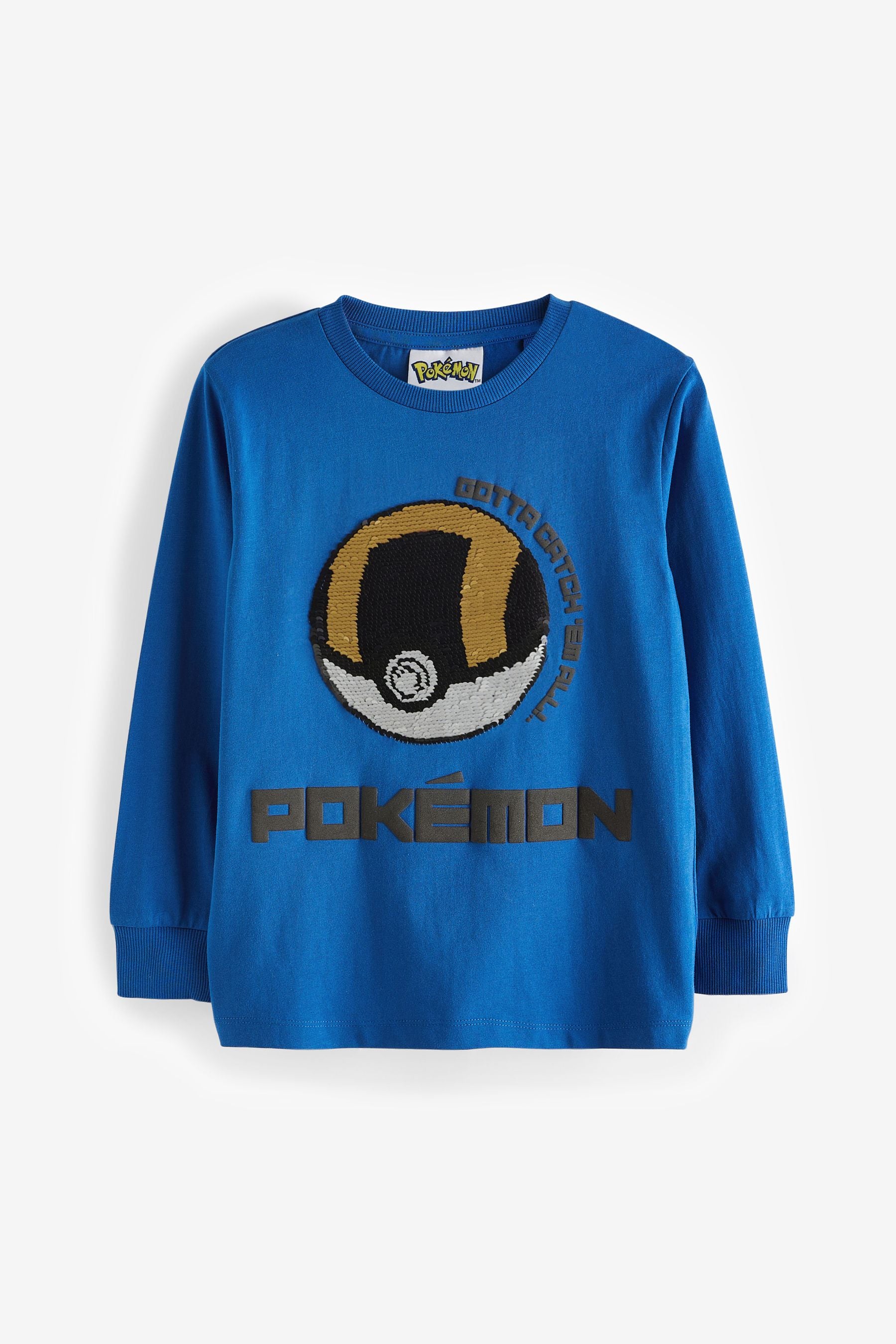 Cobalt Blue Pokemon Long Sleeve Flippy Sequin License T-Shirt (4-14yrs)