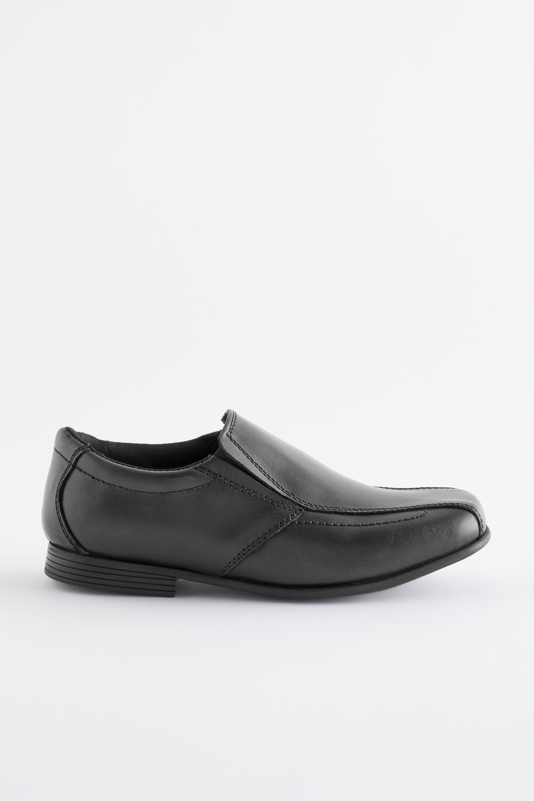 Black Standard Fit (F) School Leather Loafers