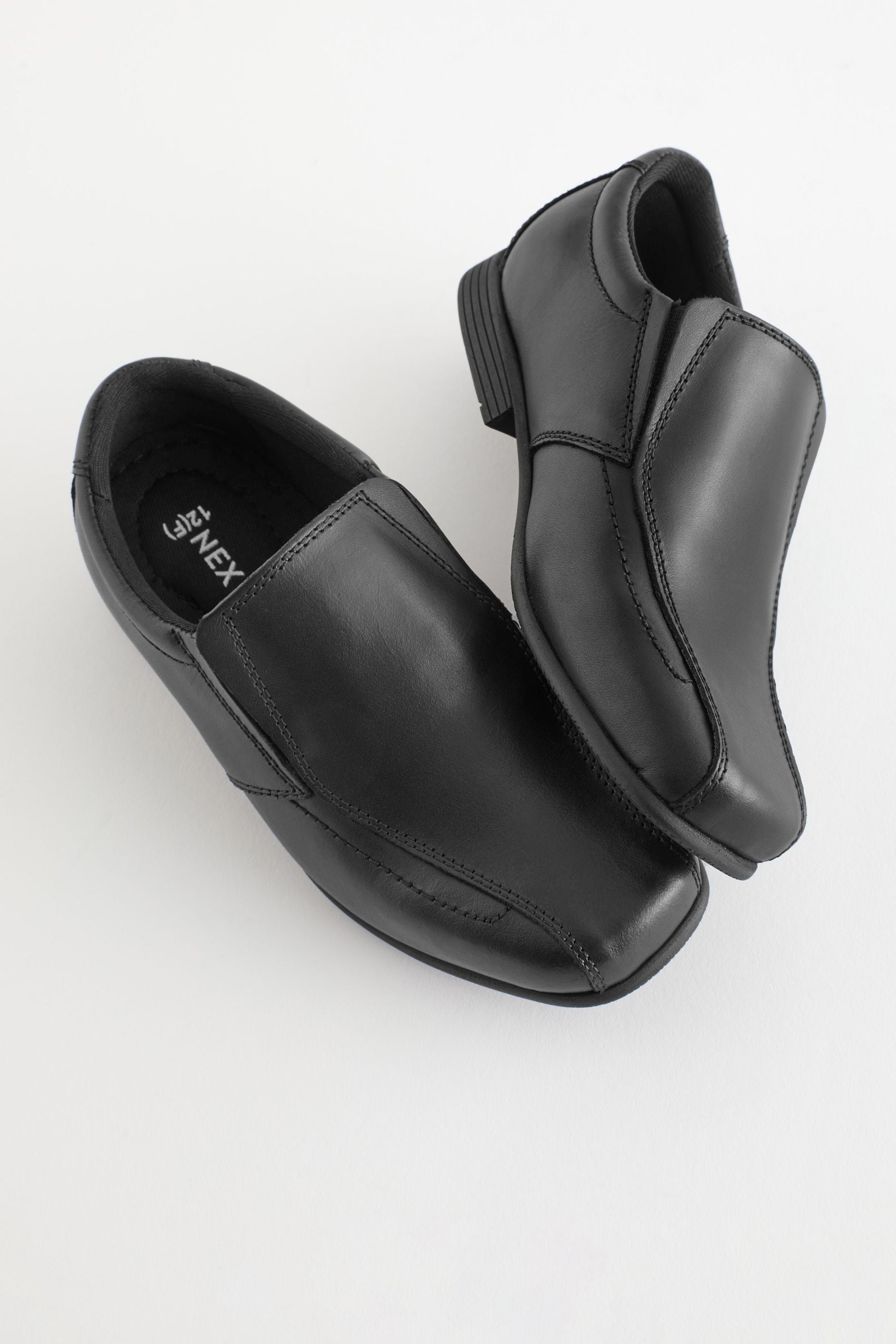 Black Standard Fit (F) School Leather Loafers