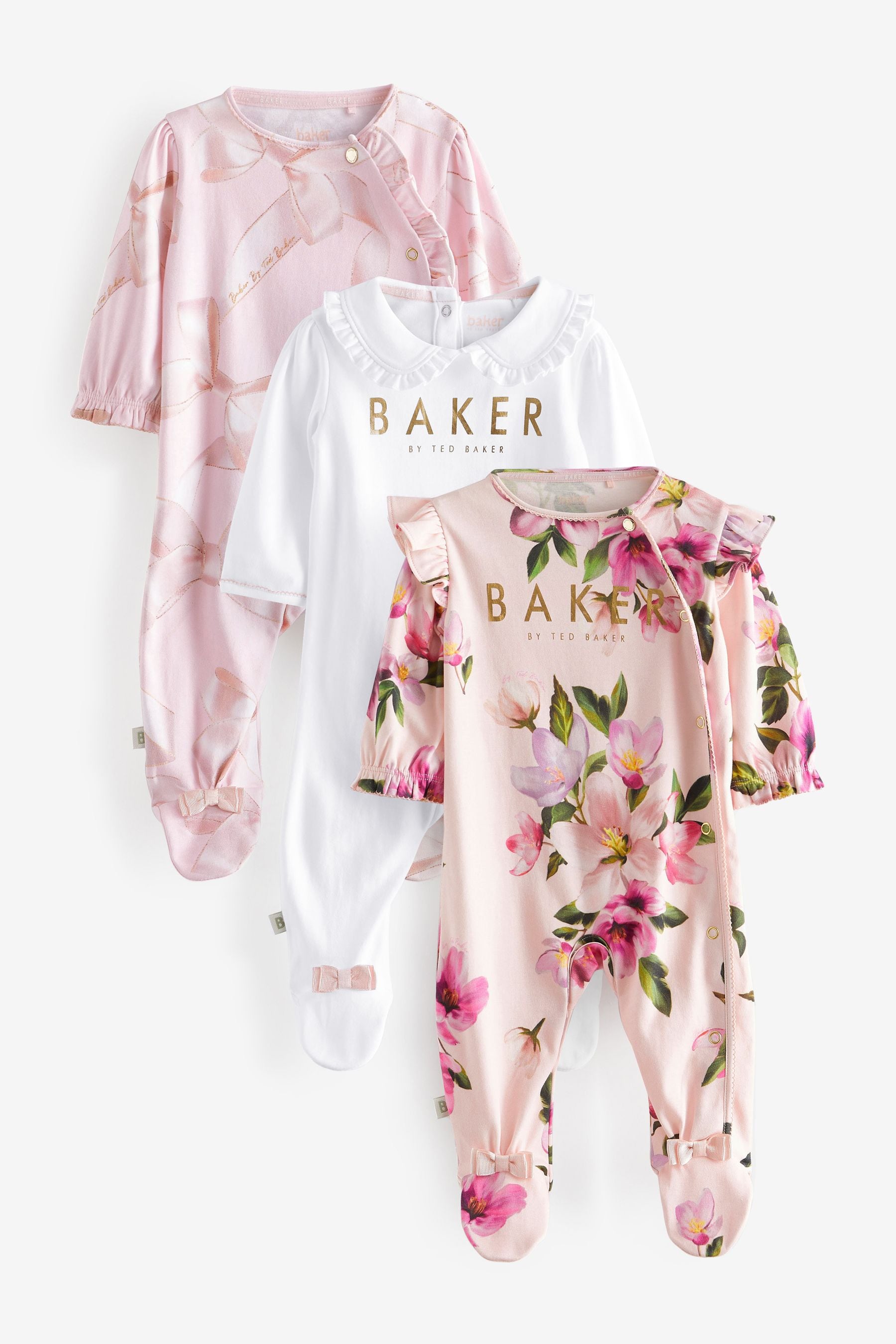 Baker by Ted Baker 100% Cotton Sleepsuits 3 Pack