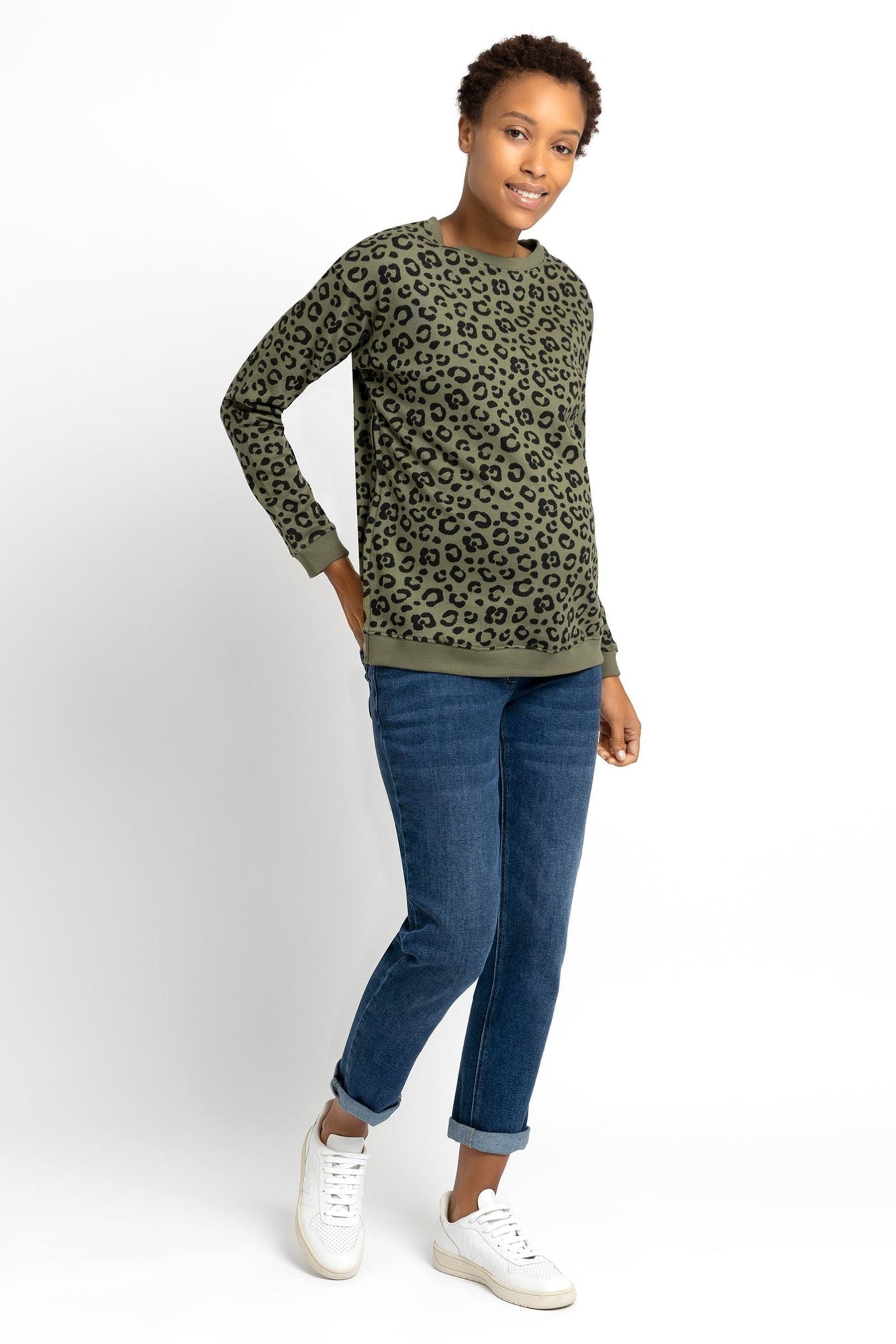 Khaki Green Animal Print JoJo Maman Bébé Maternity & Nursing Sweatshirt