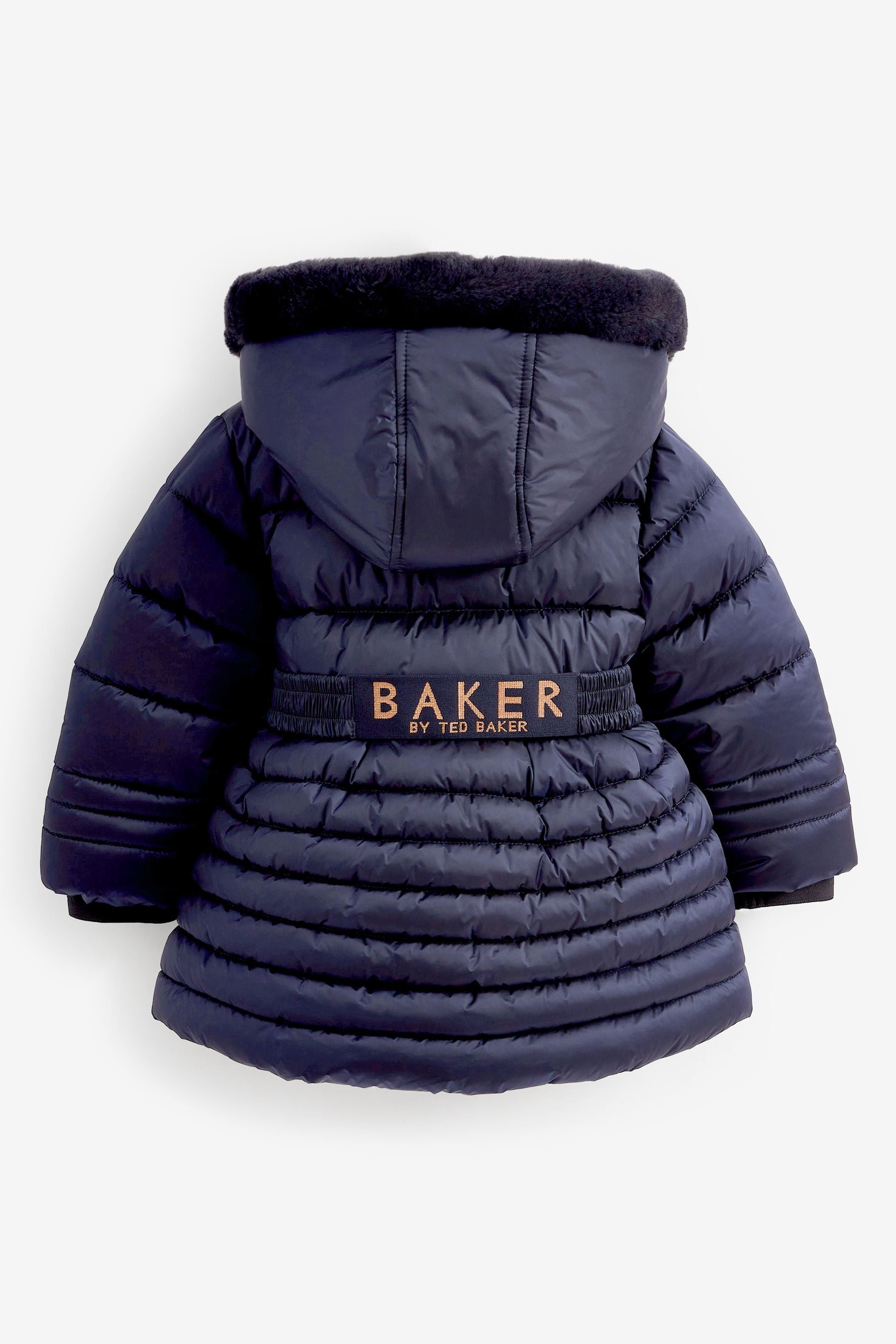 Baker by Ted Baker Shower Resistant Navy Skirted Coat With Mittens