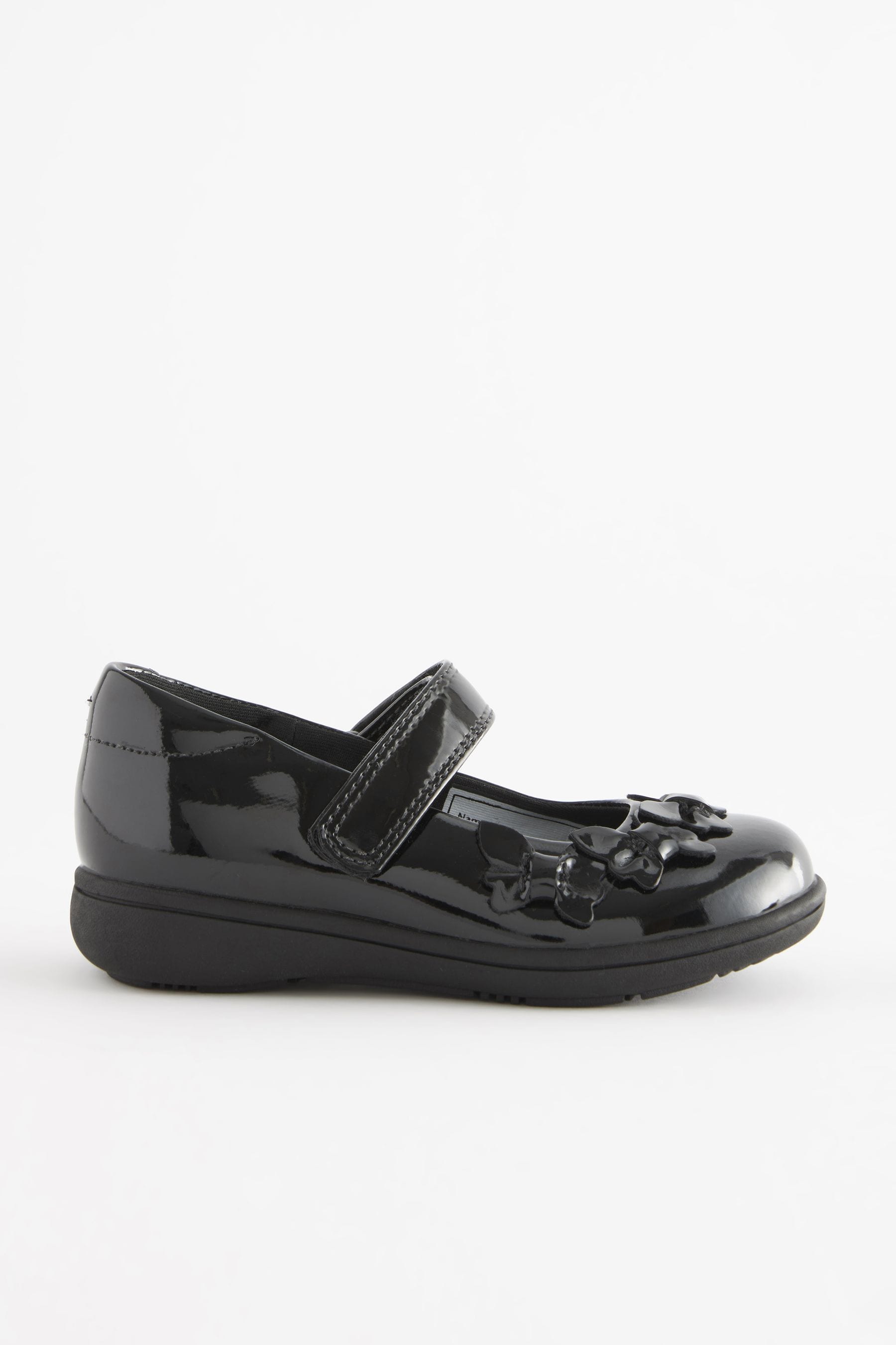 Black Patent Standard Fit (F) School Junior Butterfly Mary Jane Shoes