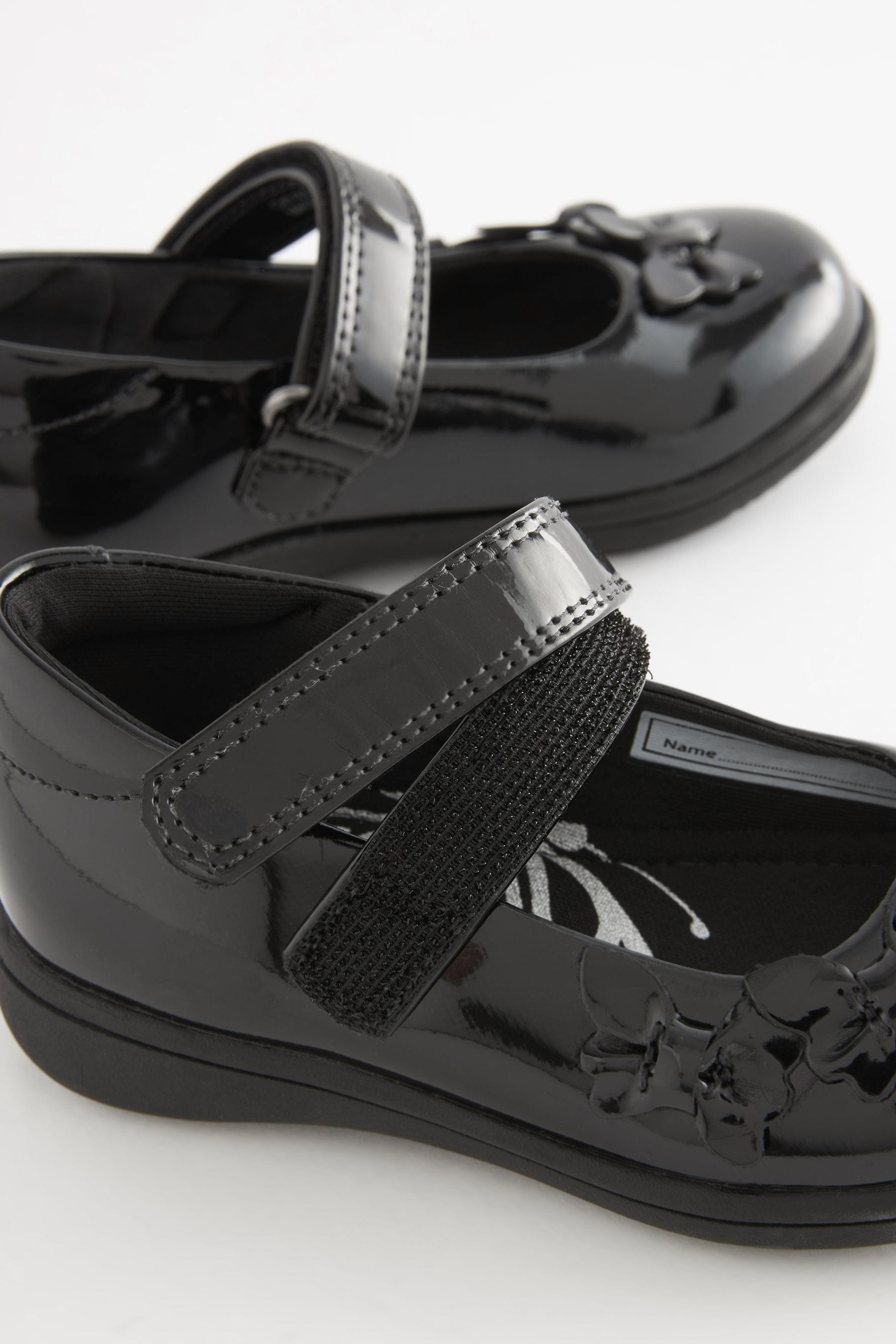 Black Patent Standard Fit (F) School Junior Butterfly Mary Jane Shoes