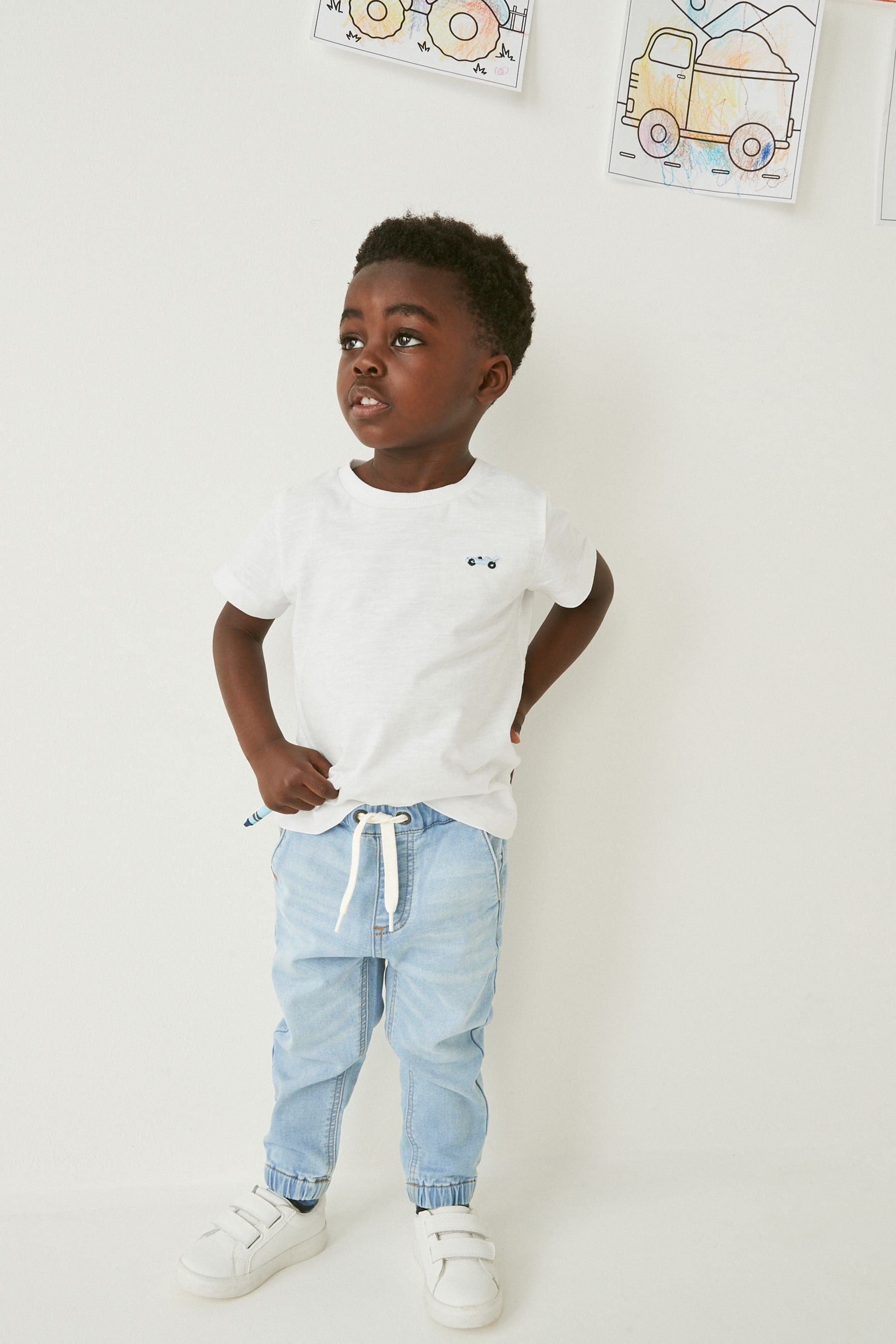 Light Blue Denim Regular Fit Jogger Jeans With Comfort Stretch (3mths-7yrs)