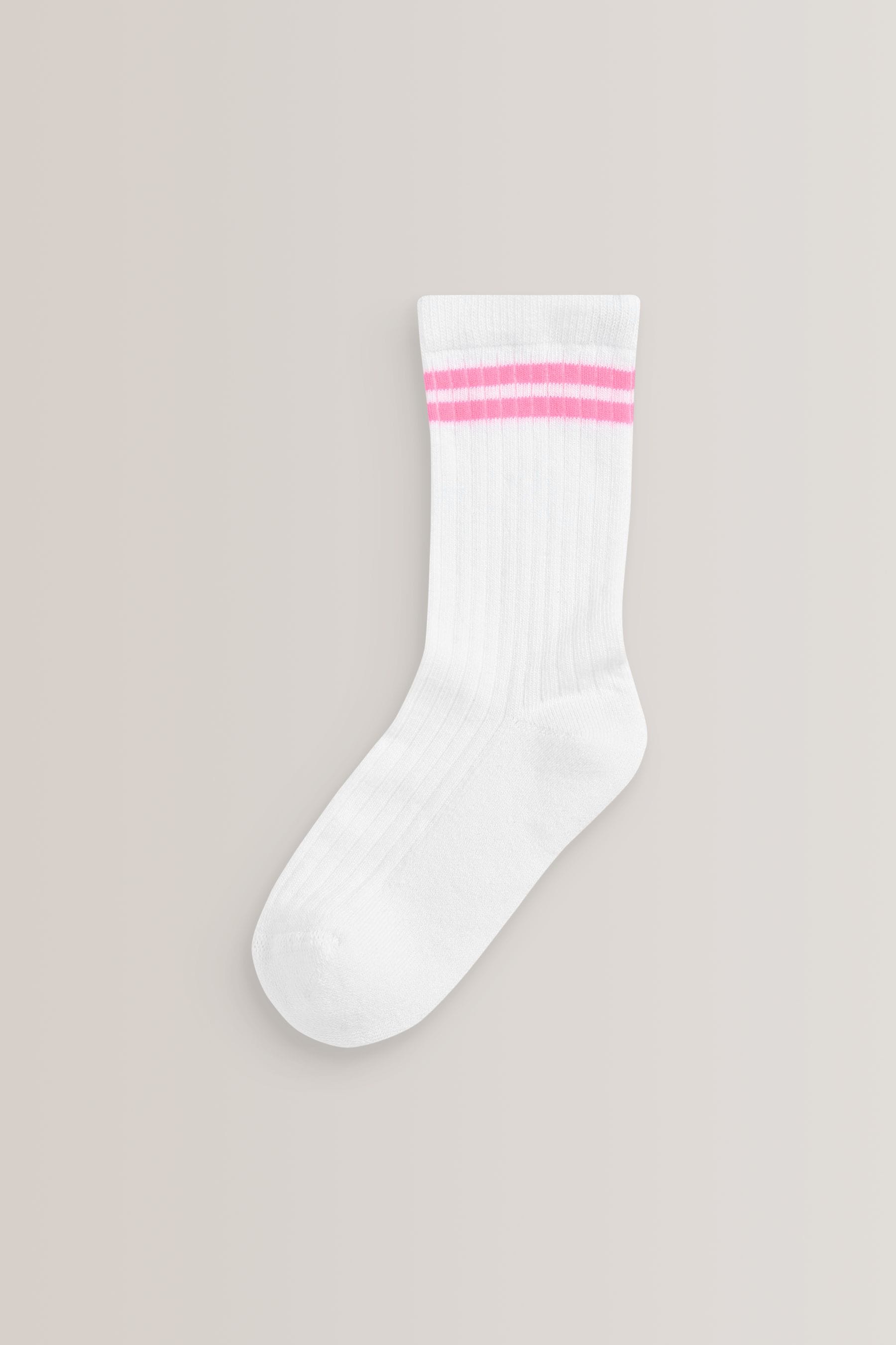 White with fluorescent stripe Cotton Rich Cushioned Sole Ankle Socks 3 Pack