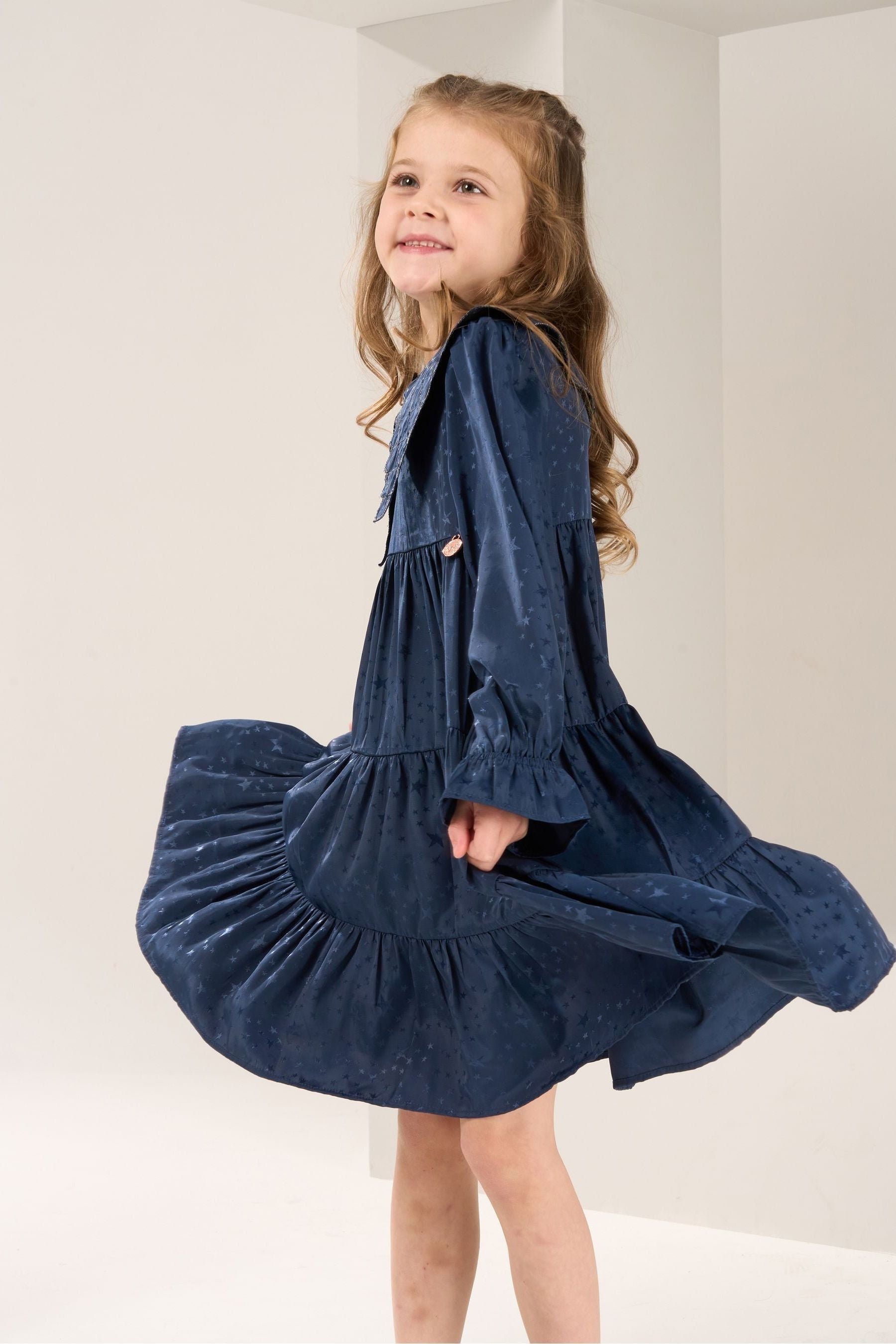 Angel & Rocket Blue Sophia Jacquard Star Dress